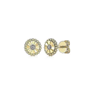 0.02ctw Fluted & Beaded Diamond Stud Earrings