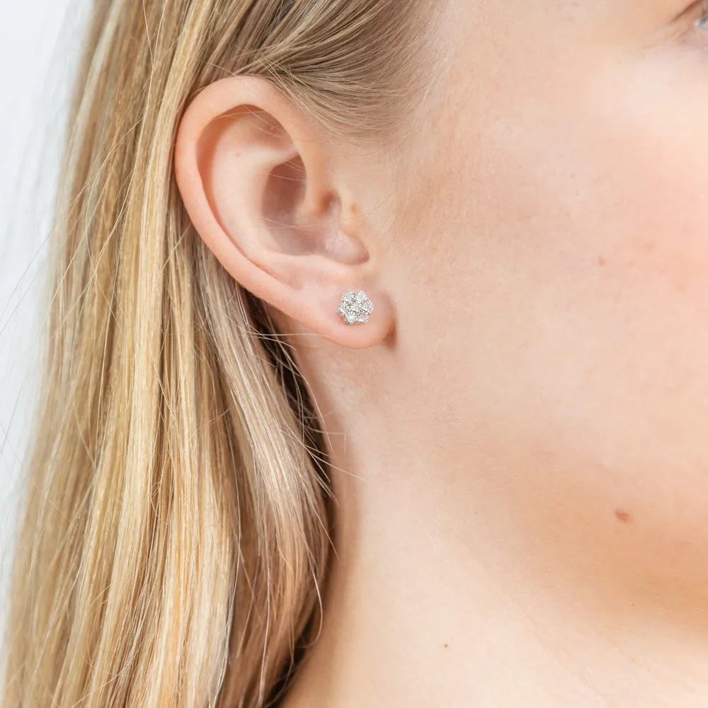 0.10 Carat Diamond Stud Earrings in Sterling Silver