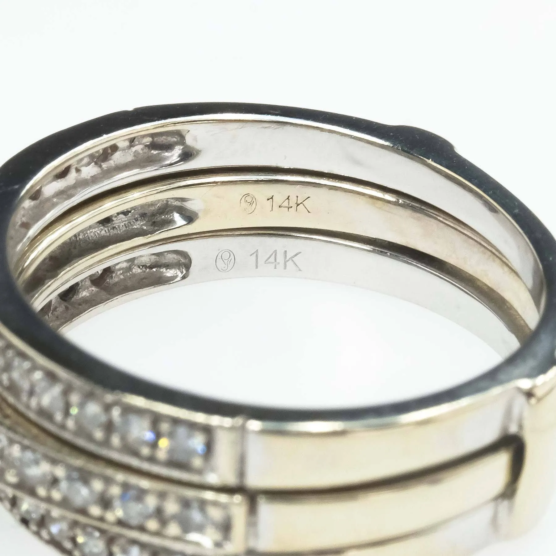 0.25ctw Princess Diamond Halo & Accented Bridal Ring Set in 14K White Gold