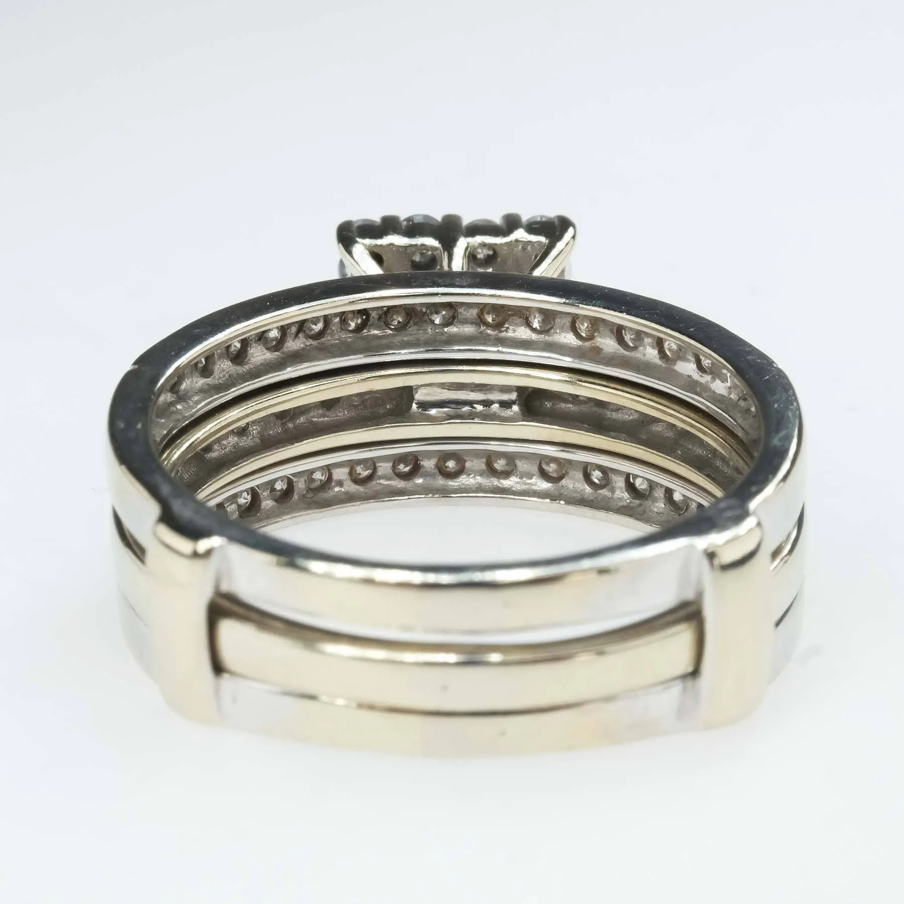 0.25ctw Princess Diamond Halo & Accented Bridal Ring Set in 14K White Gold