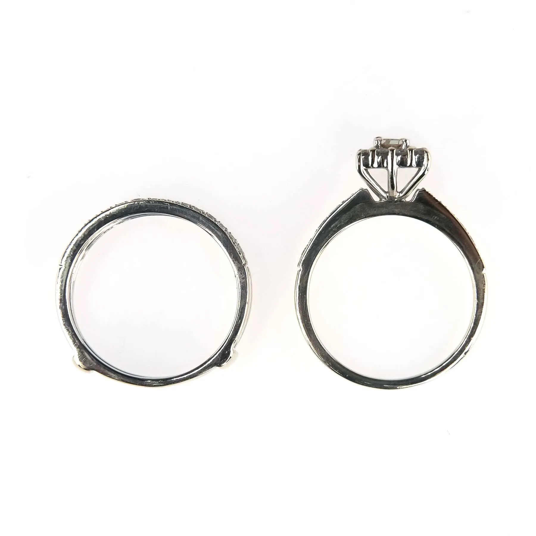 0.25ctw Princess Diamond Halo & Accented Bridal Ring Set in 14K White Gold