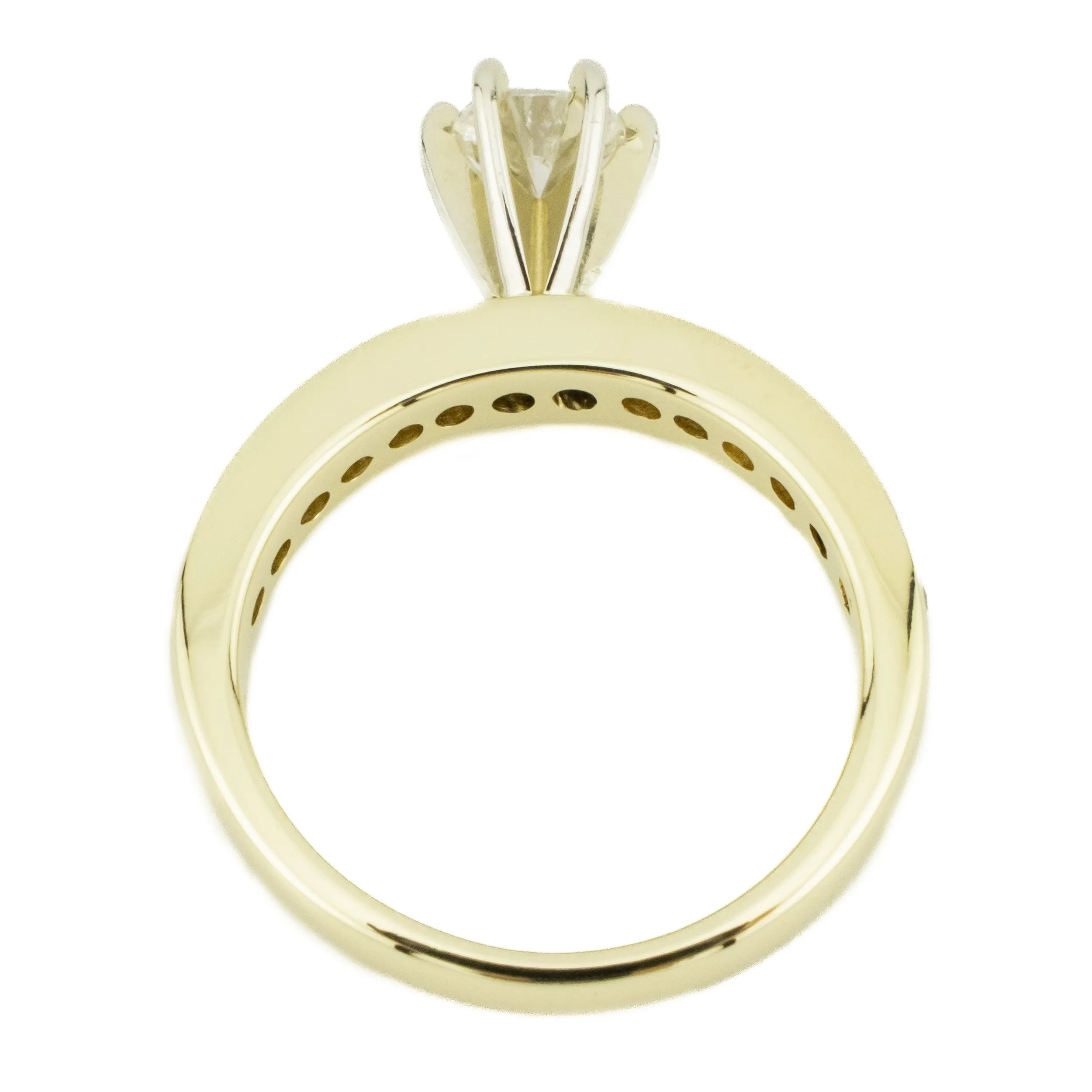 0.44ctw Round Brilliant Diamond K/I3 & Accented Engagement Ring in 14K Yellow Gold -Size 6