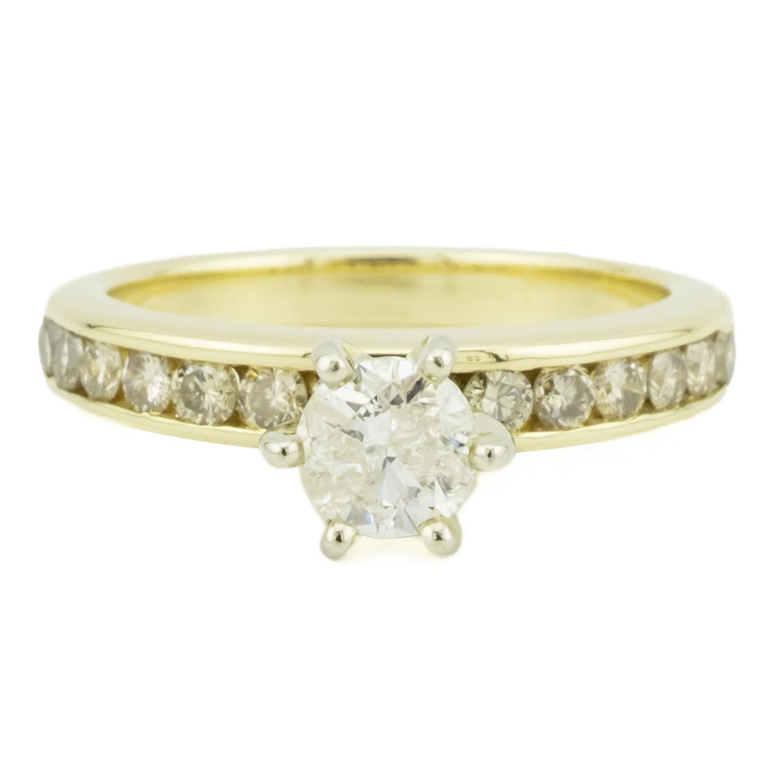 0.44ctw Round Brilliant Diamond K/I3 & Accented Engagement Ring in 14K Yellow Gold -Size 6