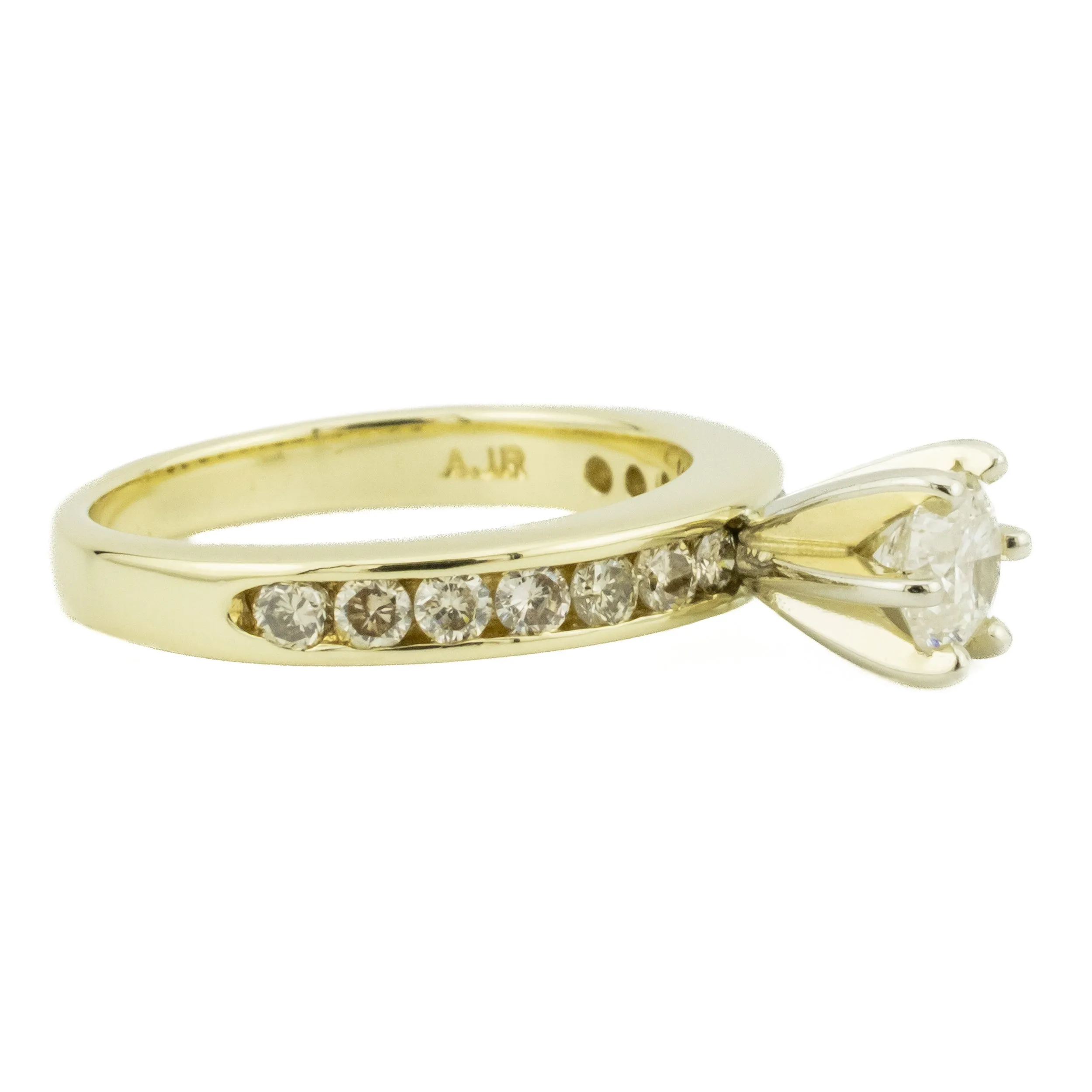 0.44ctw Round Brilliant Diamond K/I3 & Accented Engagement Ring in 14K Yellow Gold -Size 6
