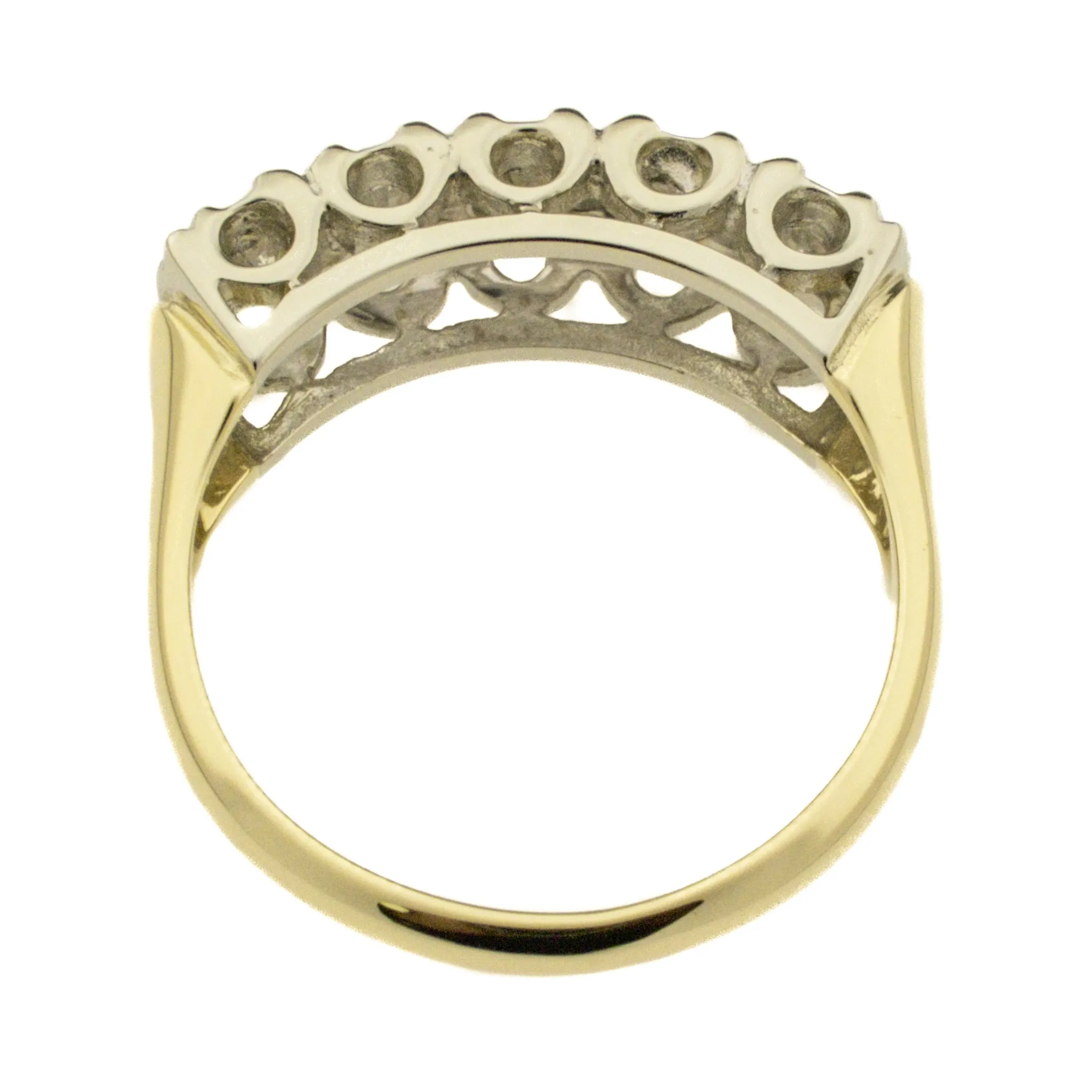 0.55ctw Round Diamond Band Ring in 14K Two Tone Gold - Size 6.75