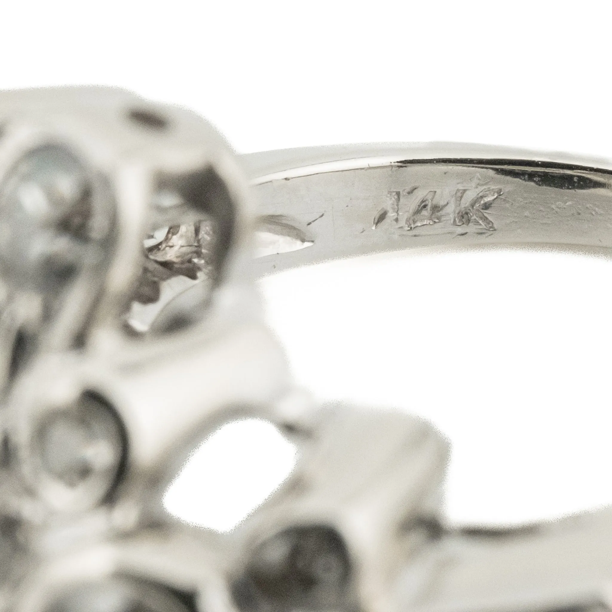 0.69ctw Vintage European Cut Diamond Accented Fashion Ring in 14K White Gold - Size 3.75