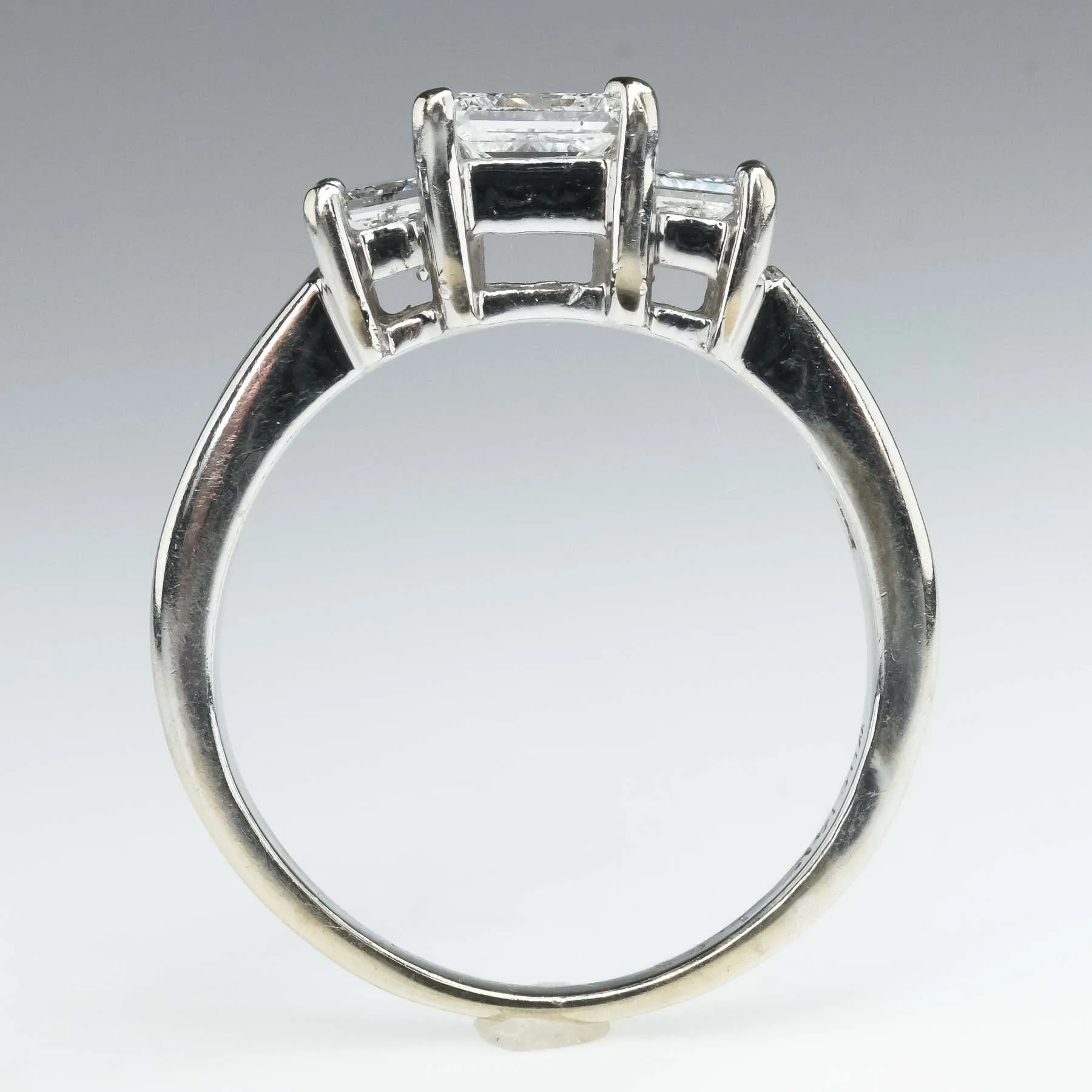 0.87ctw Three Stone Diamond & Side Accented Engagement Ring in 14K White Gold