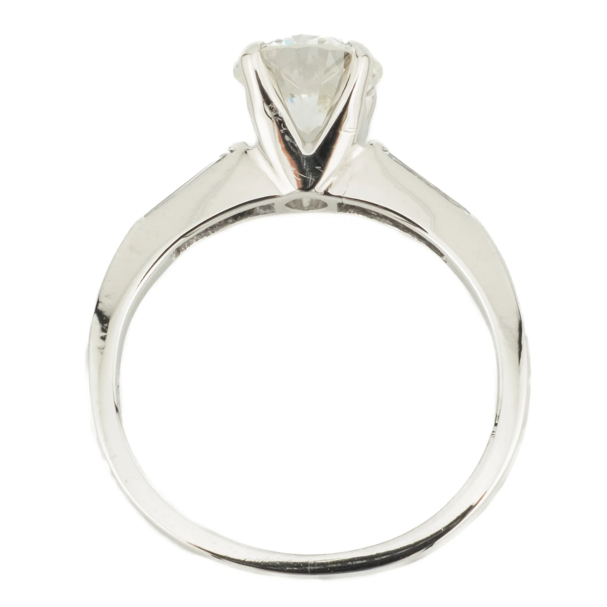 1.00ct J/VS1 Round Diamond and Accented Engagement Ring in 14K White Gold - Size 5