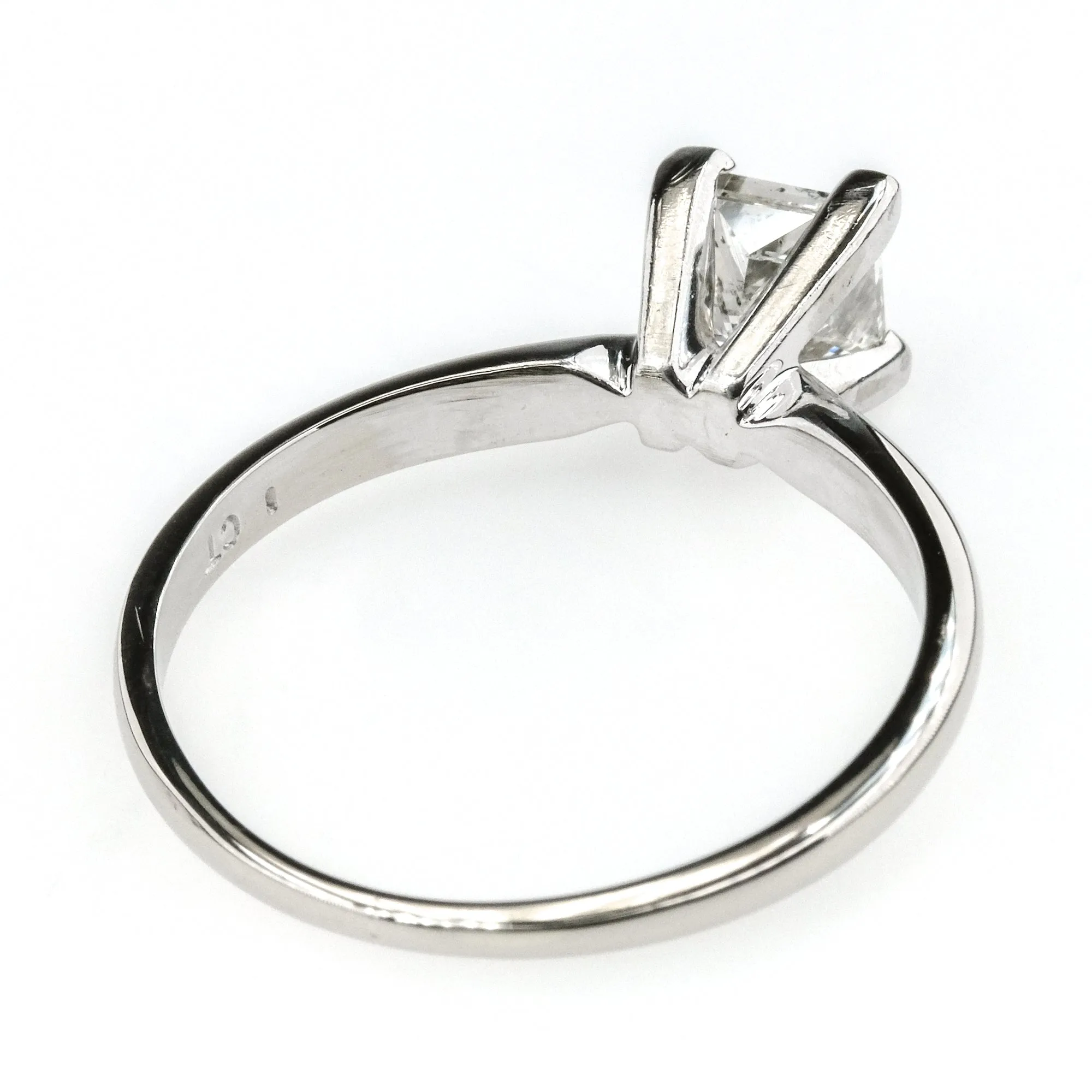 1.00ct Princess Cut Diamond Solitaire Engagement Ring Size 6.5 in 14K White Gold