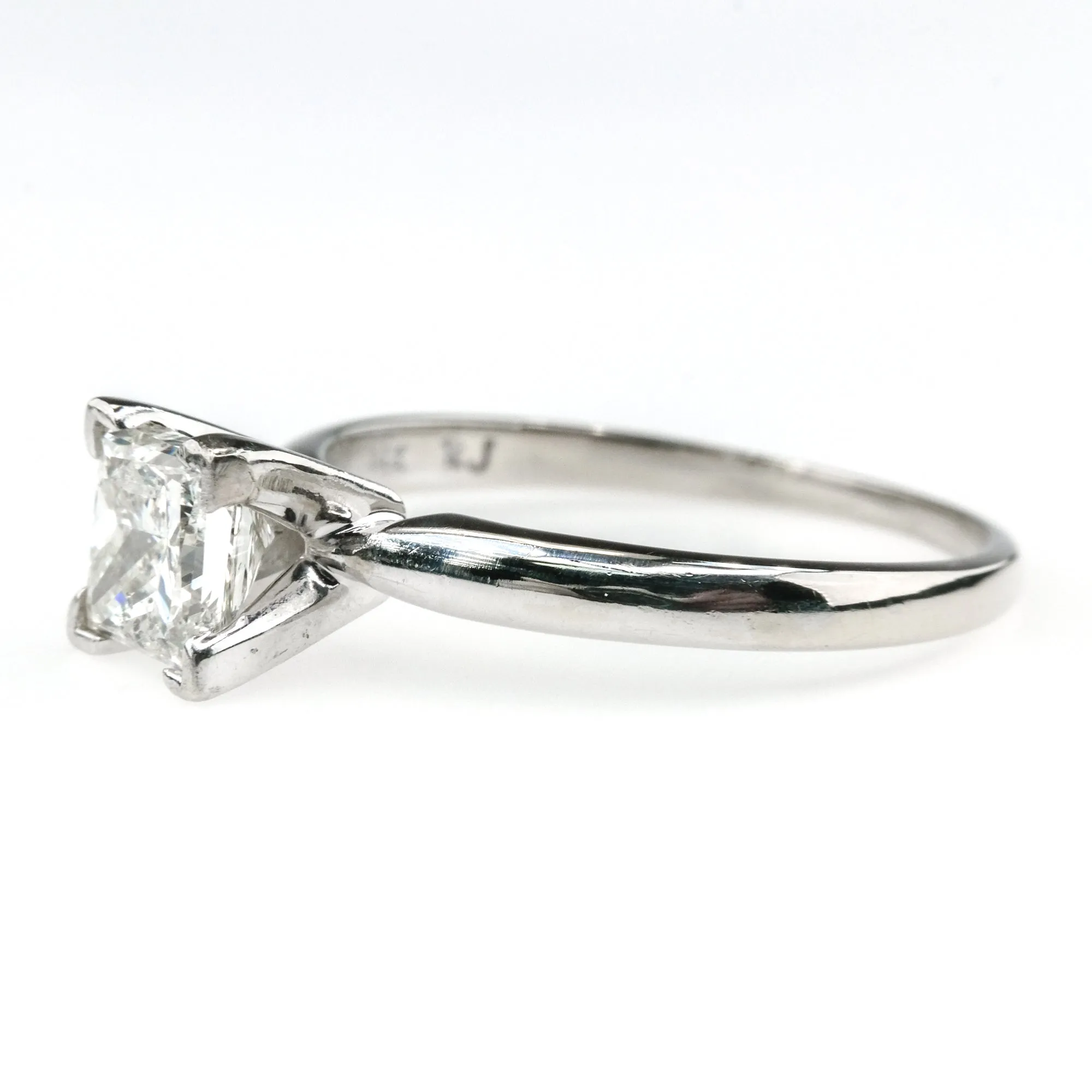 1.00ct Princess Cut Diamond Solitaire Engagement Ring Size 6.5 in 14K White Gold