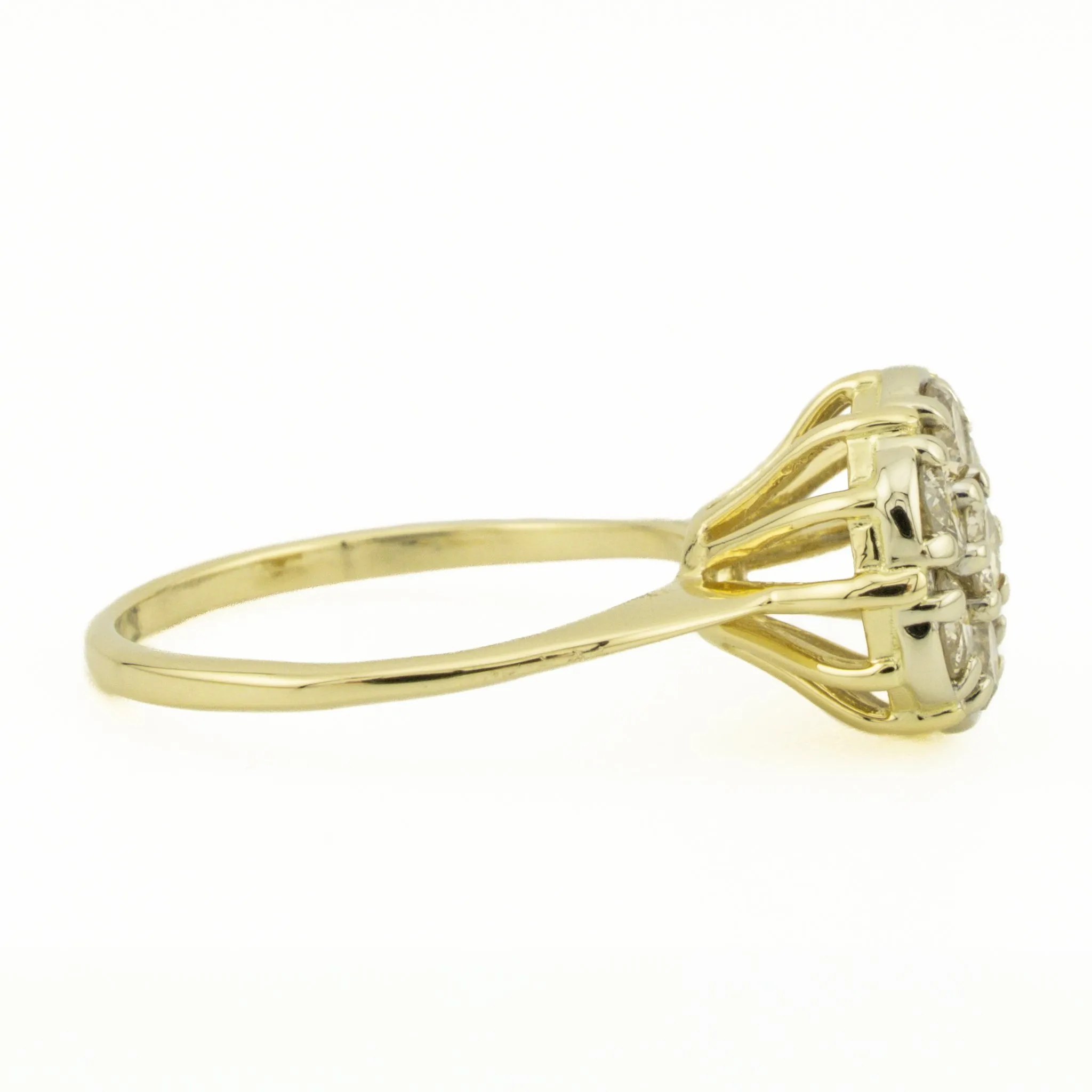 1.00ctw Diamond Cluster Lady's Ring in Two Tone 14K Gold - Size 7.5
