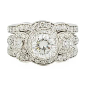 1.00ctw Round Diamond H/SI1 & Accented Bridal Wedding Set in 14K White Gold - Size 5.5