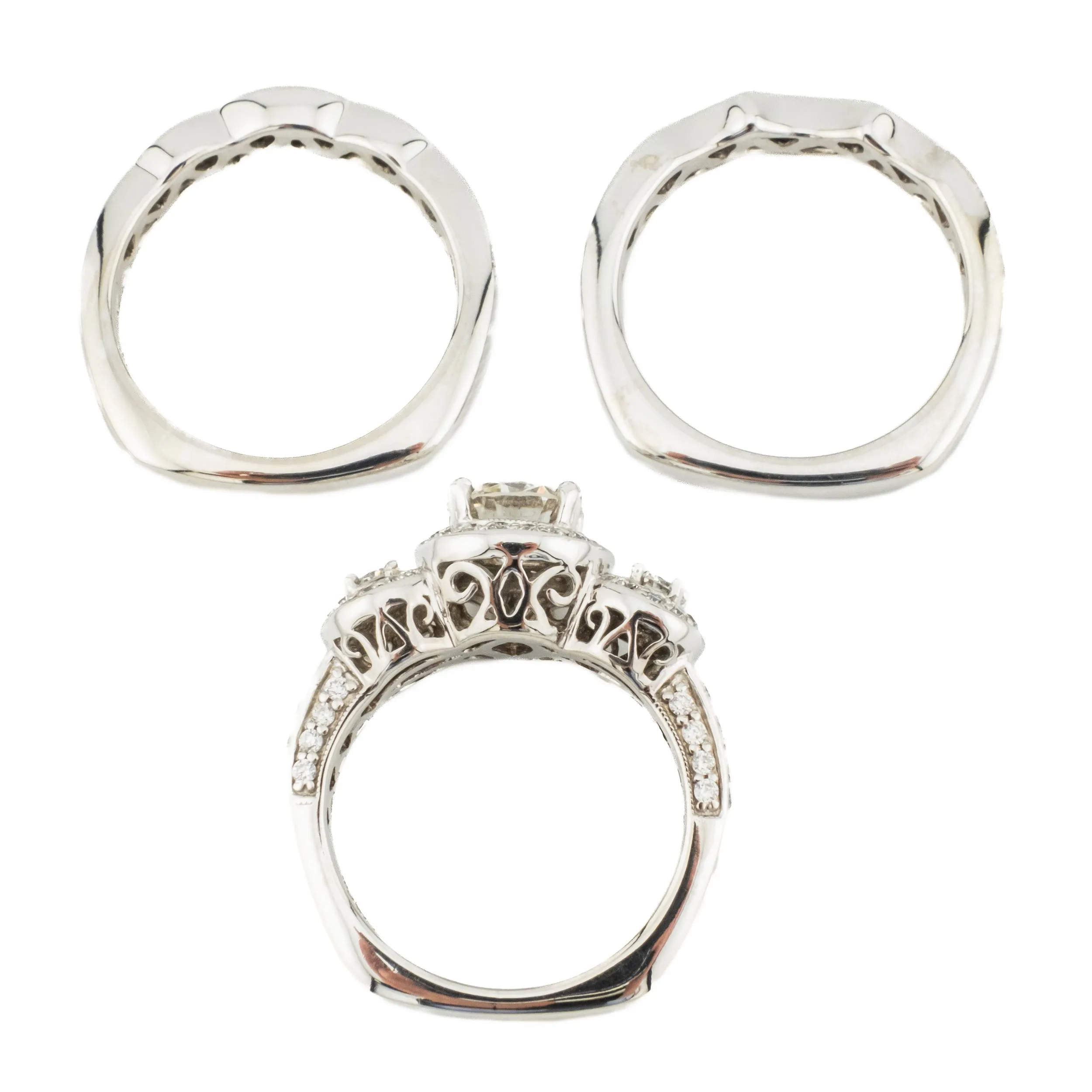 1.00ctw Round Diamond H/SI1 & Accented Bridal Wedding Set in 14K White Gold - Size 5.5