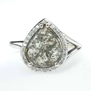 1.16ctw Diamond Slice with Diamond Accents Halo Ring in 14K White Gold