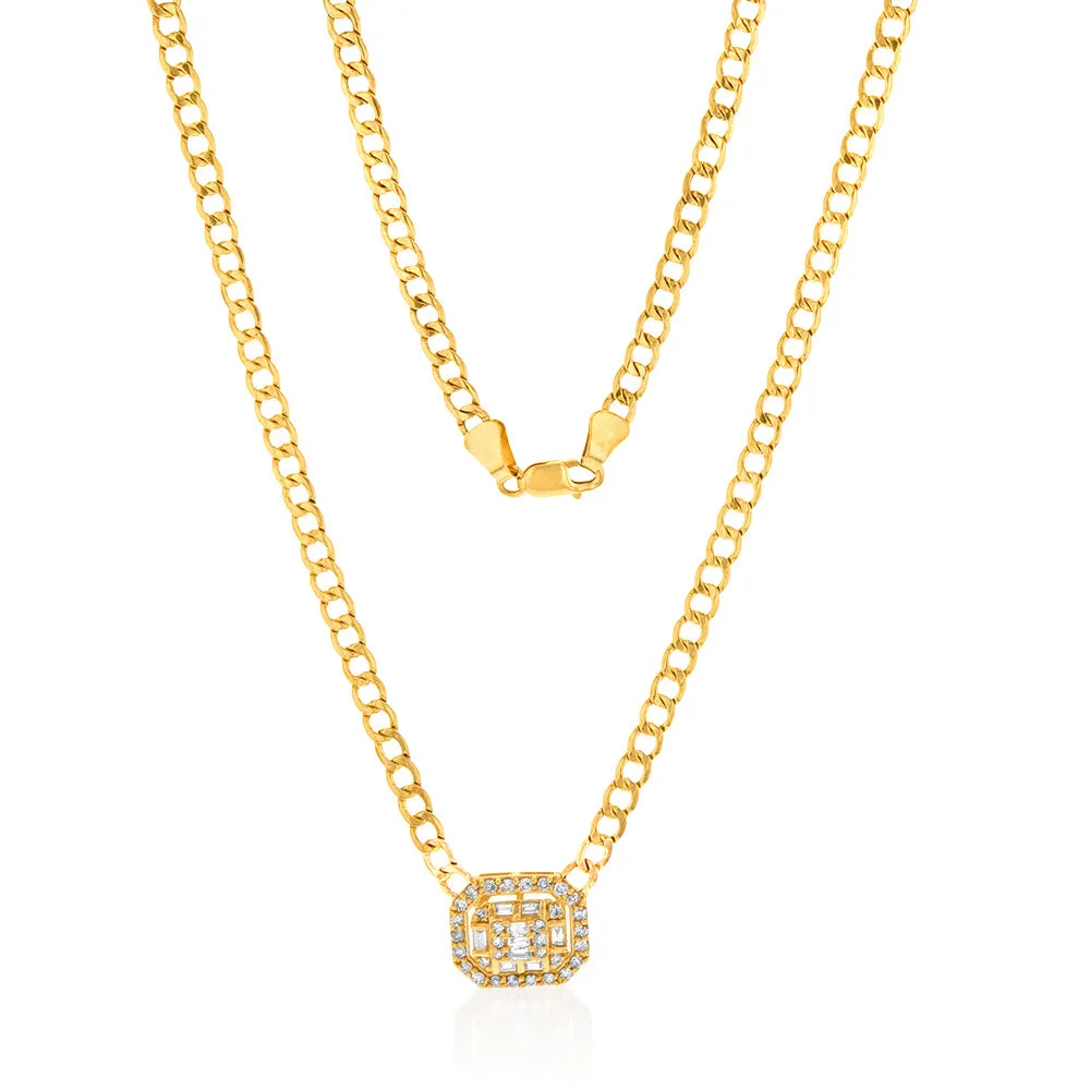 14ct Yellow Gold 1/2 Carat Diamond On 40cm Chain