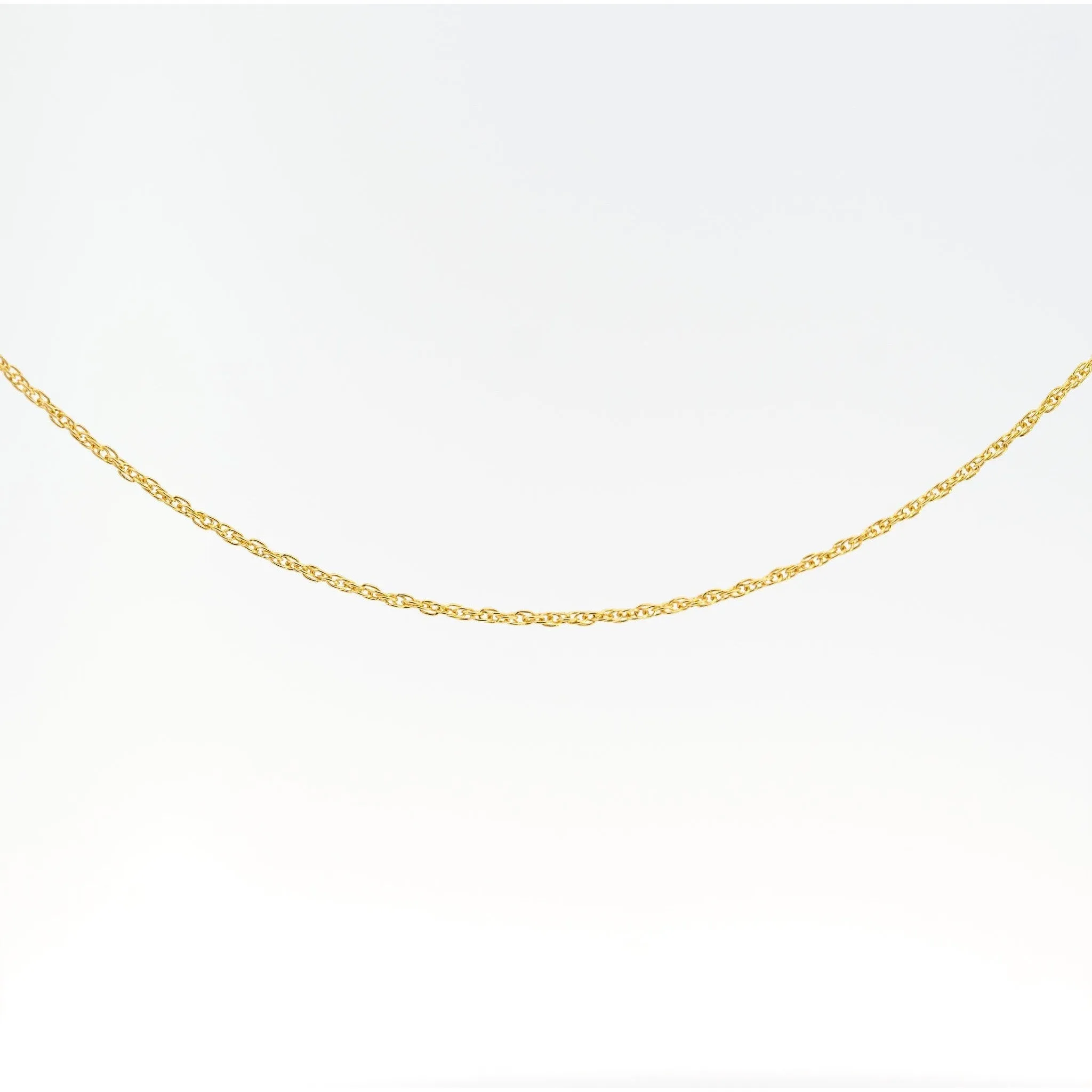 14K Solid Yellow Gold Thin 1-1.5MM Rope Chain Cable Choker Necklace 15-18"