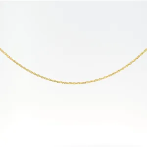 14K Solid Yellow Gold Thin 1-1.5MM Rope Chain Cable Choker Necklace 15-18"