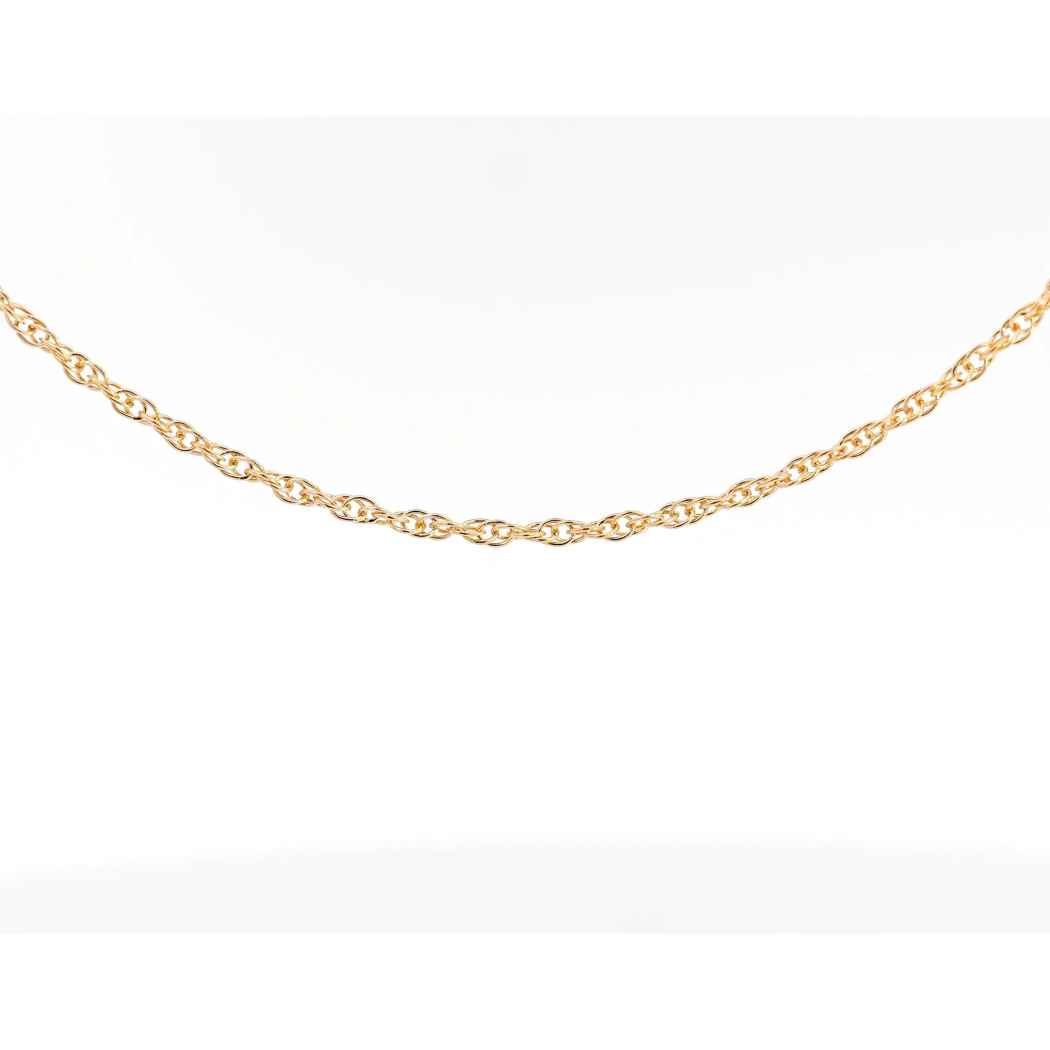 14K Solid Yellow Gold Thin 1-1.5MM Rope Chain Cable Choker Necklace 15-18"