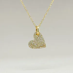 14K Y Gold 0.18ctw Pave Diamond Heart Pendant