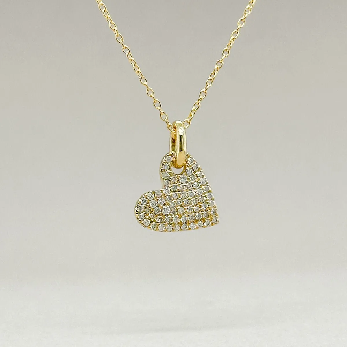 14K Y Gold 0.18ctw Pave Diamond Heart Pendant