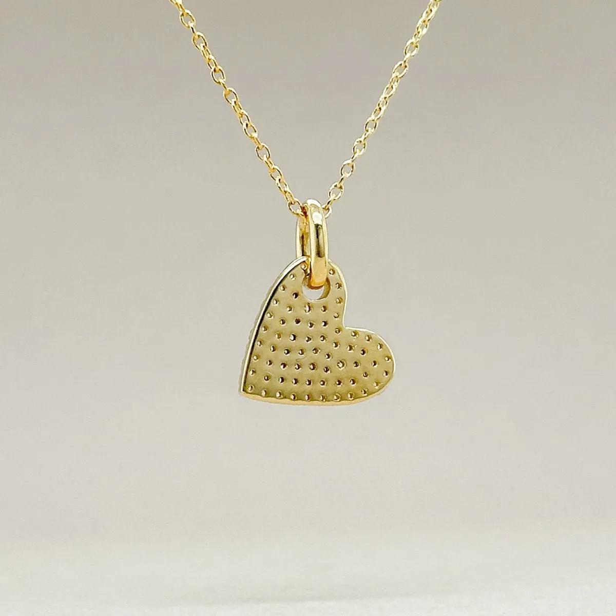 14K Y Gold 0.18ctw Pave Diamond Heart Pendant