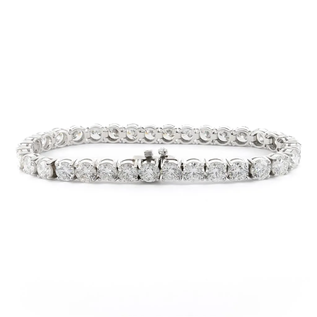 16.76ctw Round Diamond Tennis Bracelet, 7" - 14k White Gold