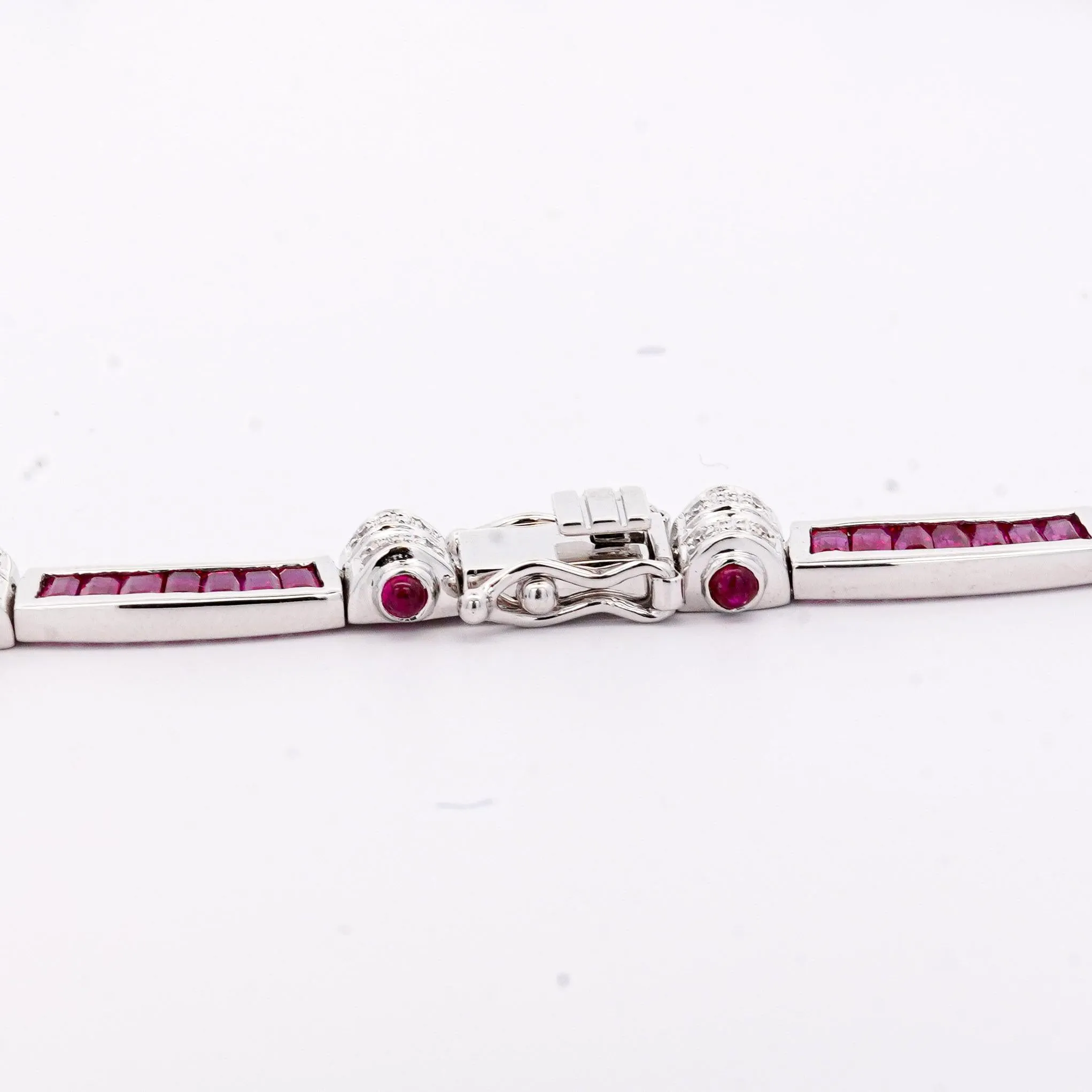 17.3ct Ruby and Diamond 18K White Gold Retro Choker Necklace