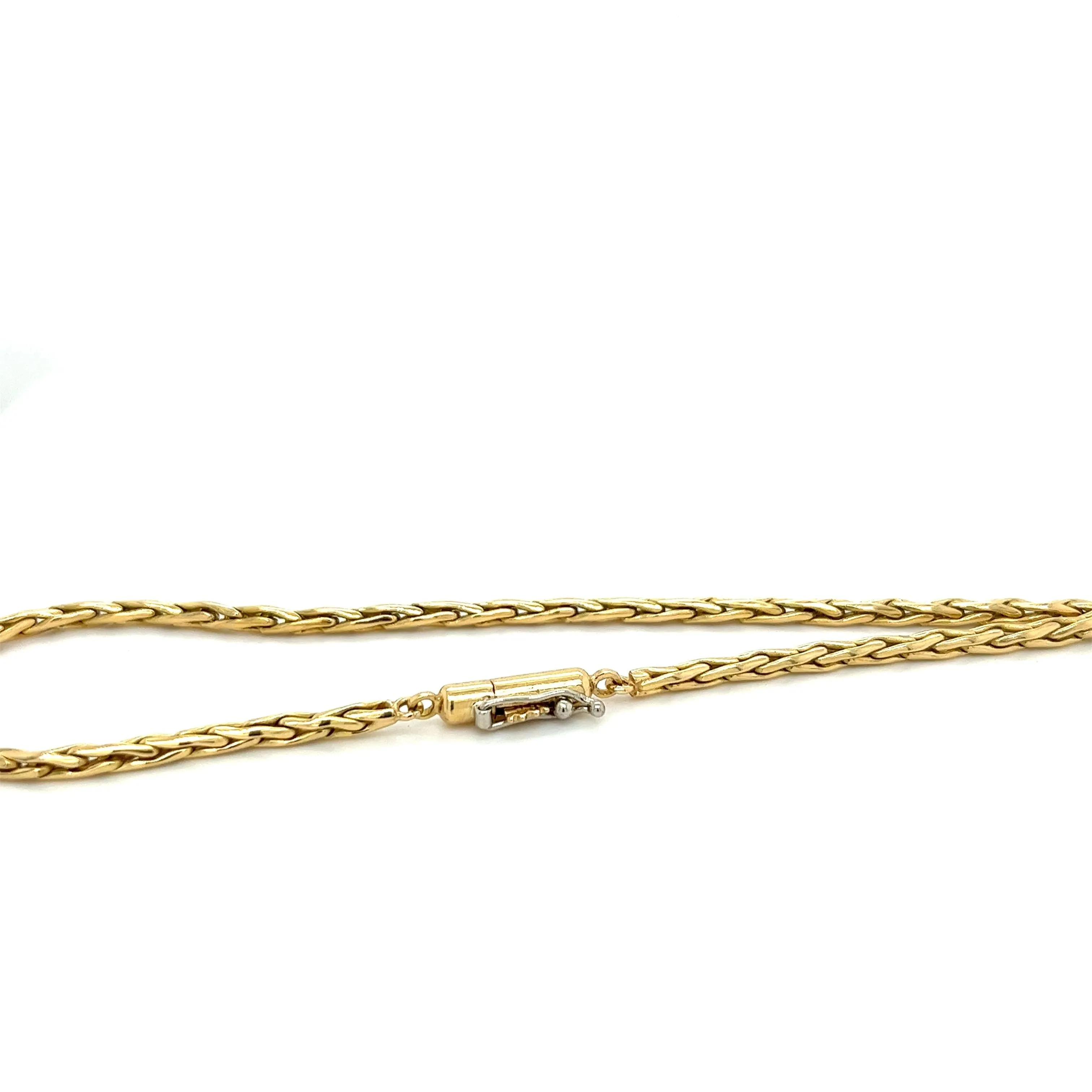 18K Gold Diamond Cluster Wheat Chain Necklace 16.5"