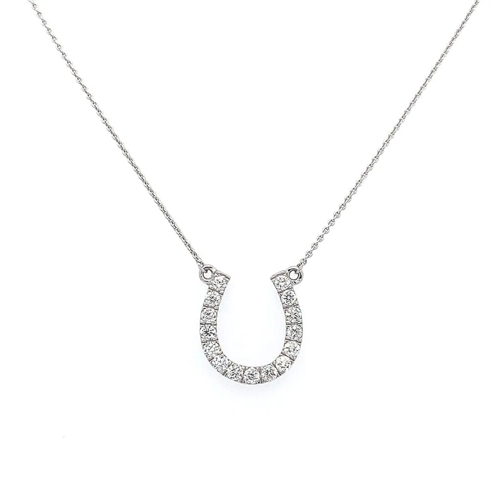 18k White Gold Diamond Horseshoe Necklace