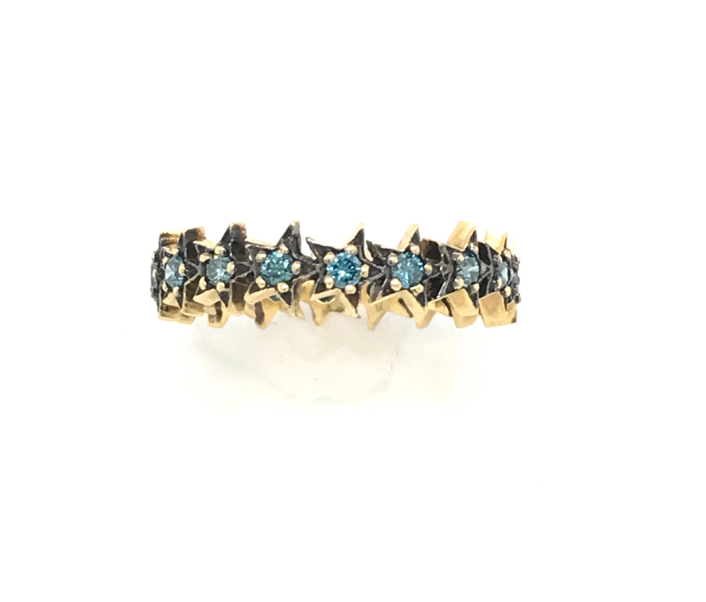 18kt Gold Stackable Pav Diamond Star Eternity Band