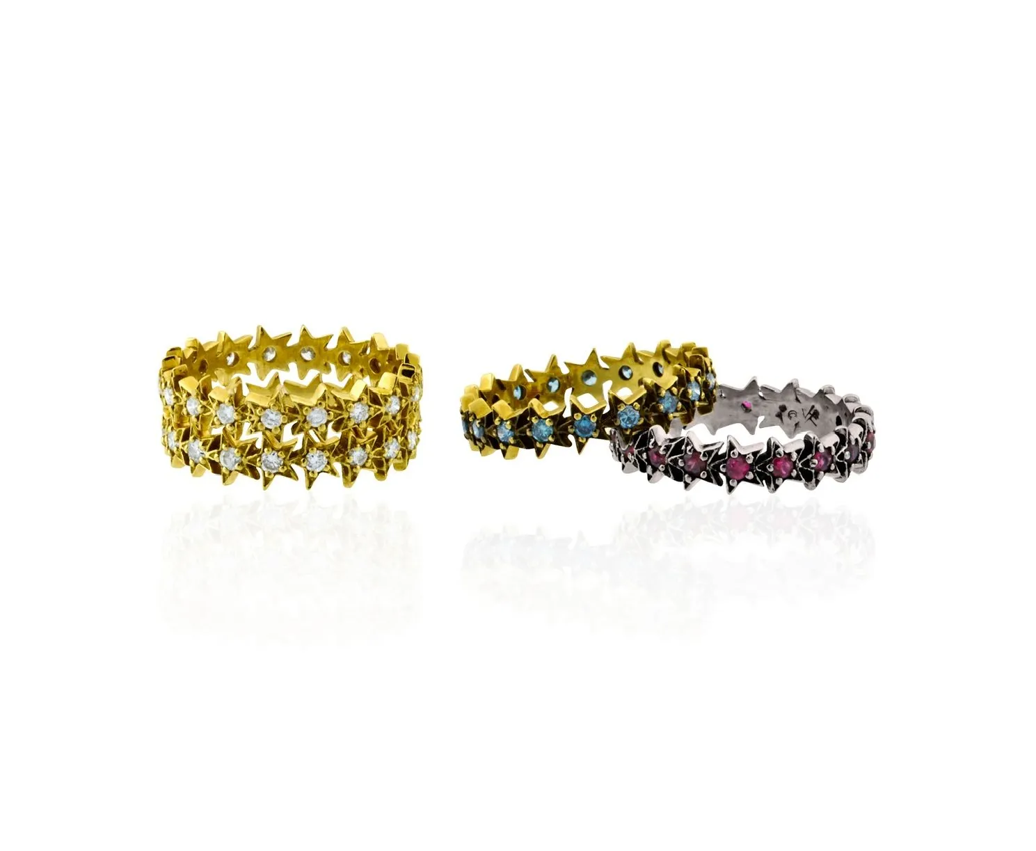 18kt Gold Stackable Pav Diamond Star Eternity Band