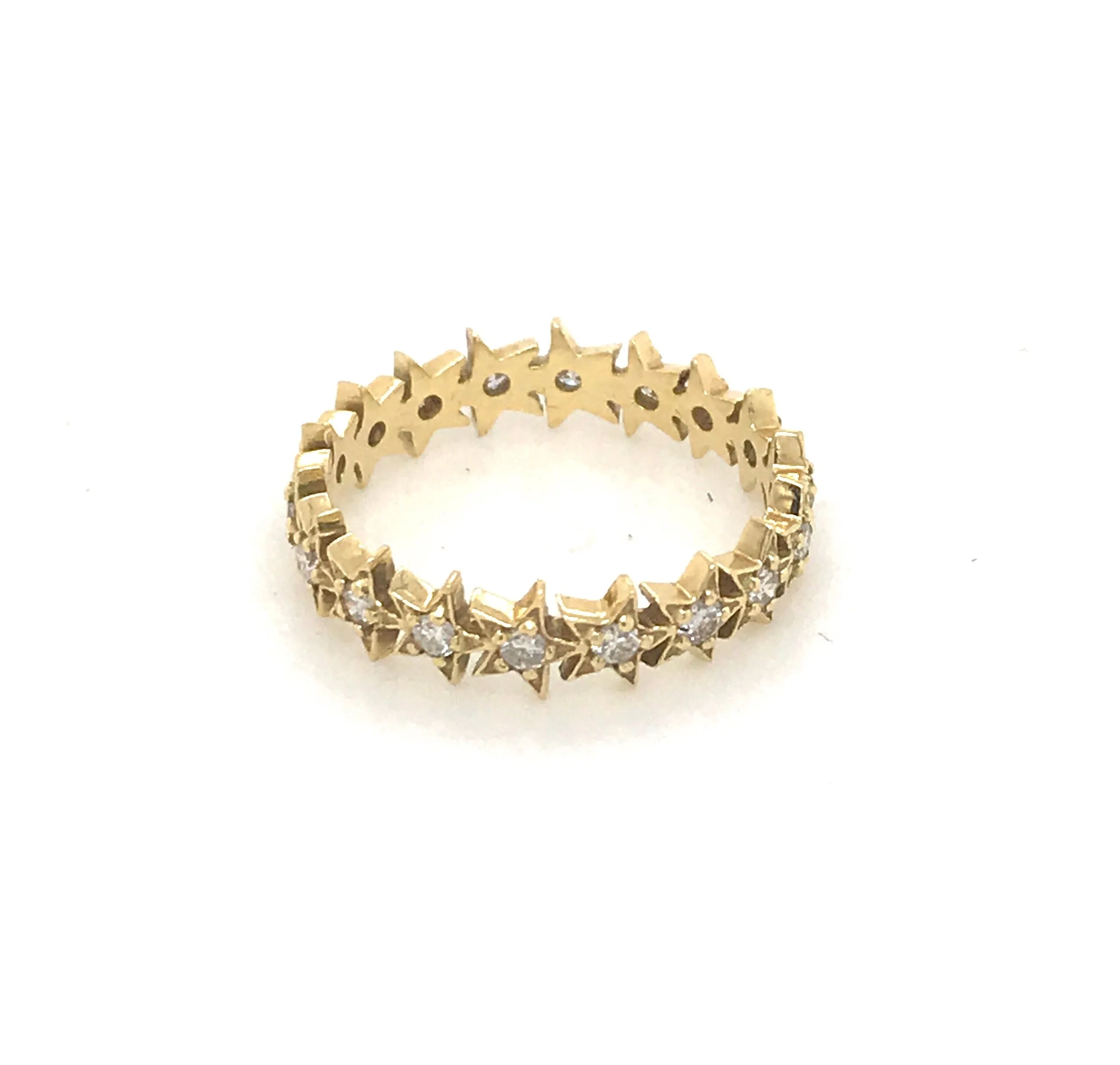 18kt Gold Stackable Pav Diamond Star Eternity Band