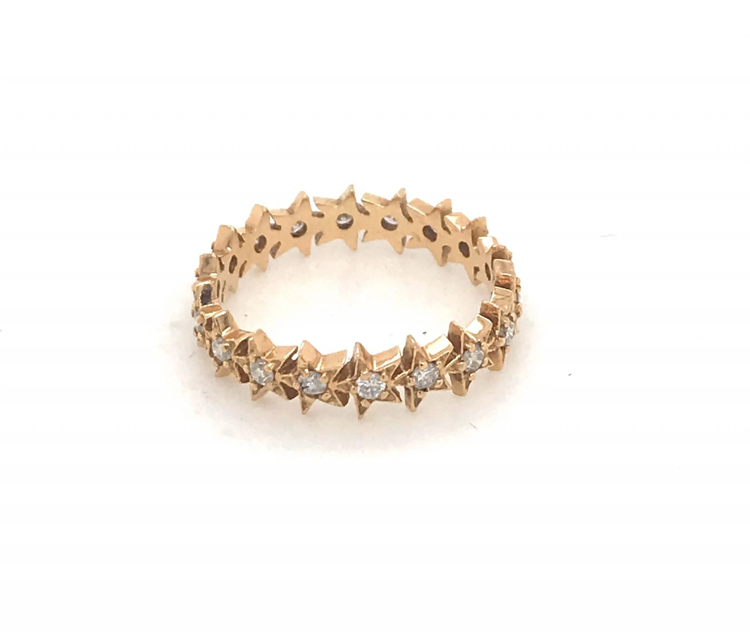 18kt Gold Stackable Pav Diamond Star Eternity Band
