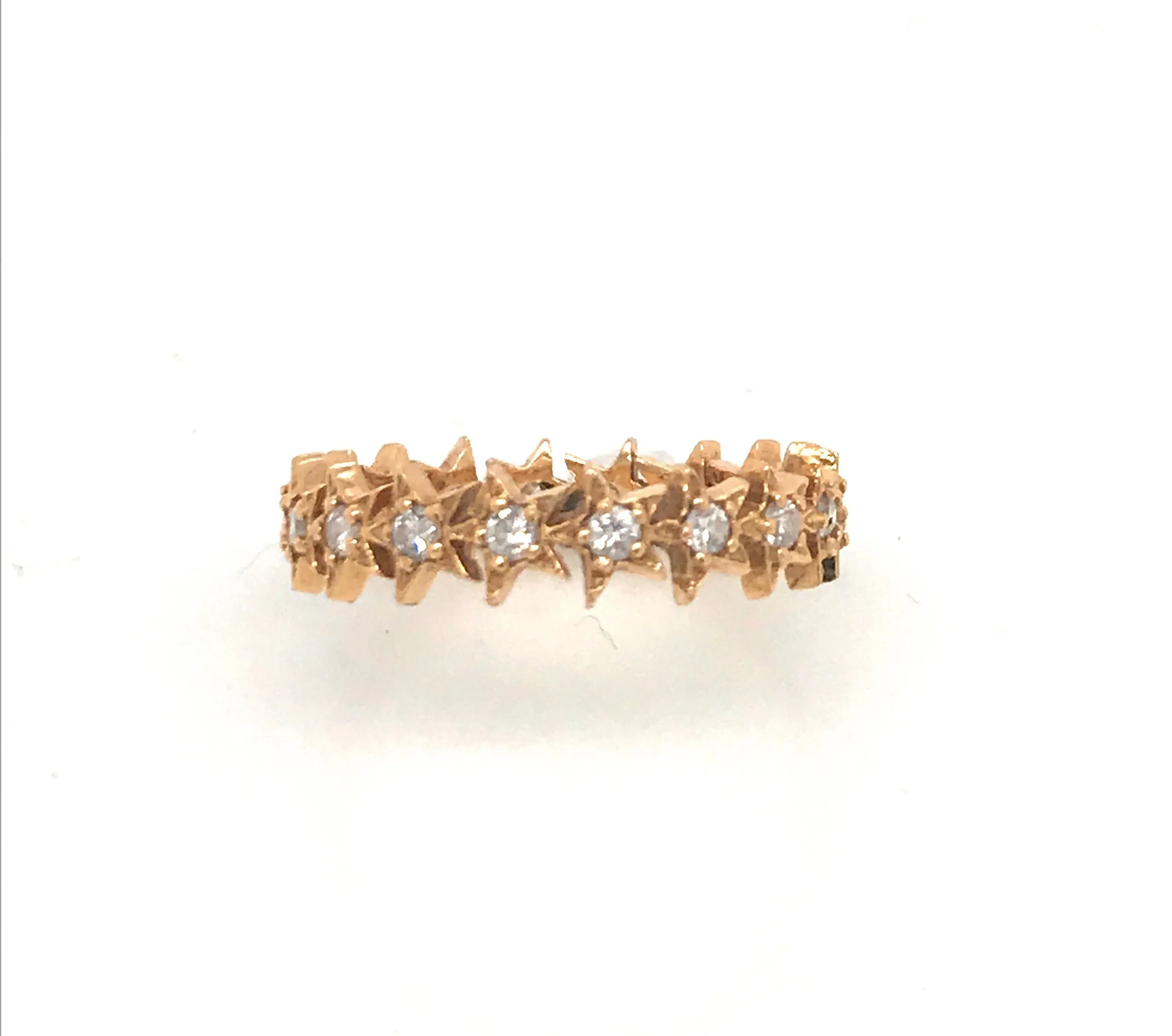 18kt Gold Stackable Pav Diamond Star Eternity Band