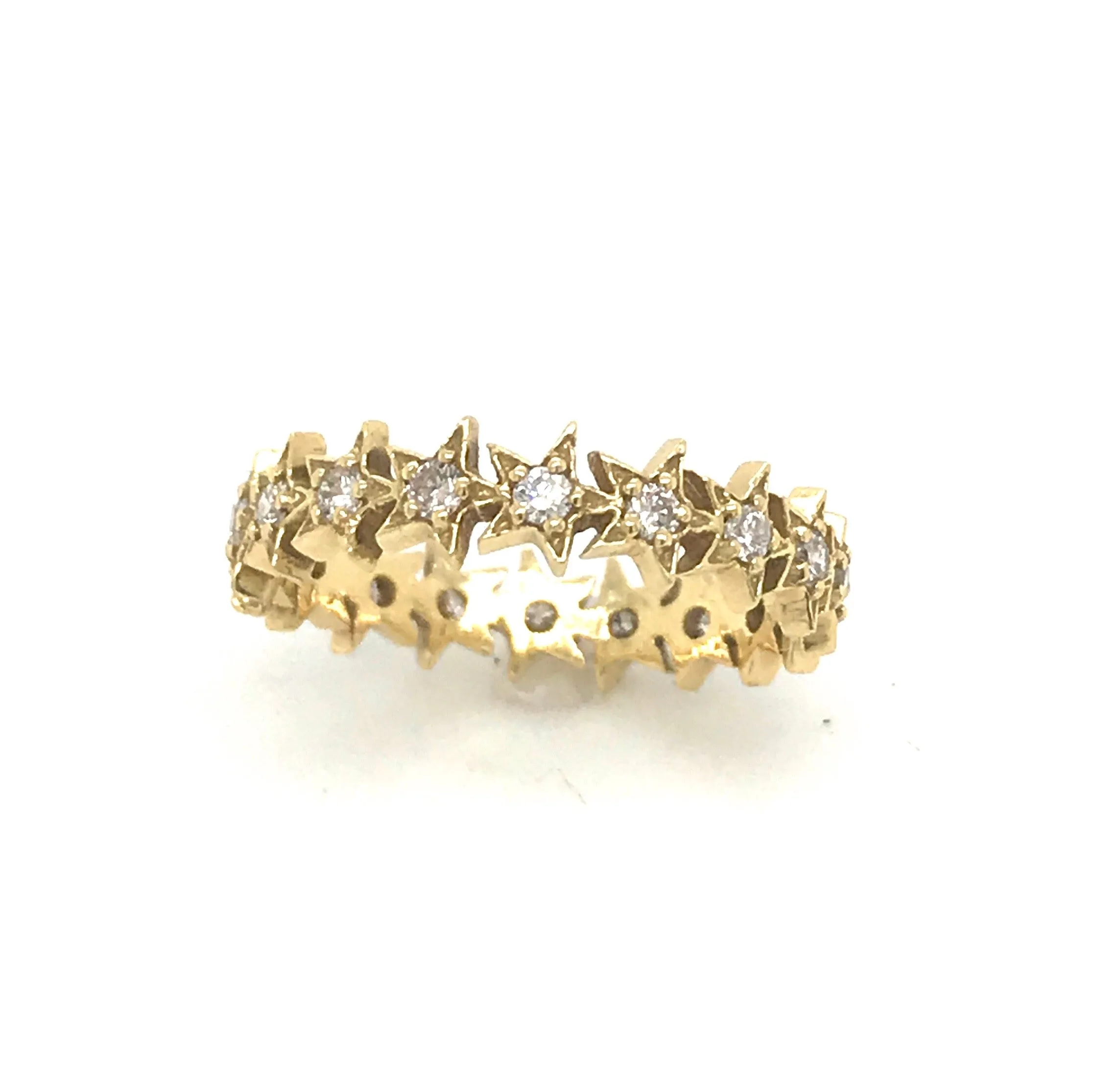 18kt Gold Stackable Pav Diamond Star Eternity Band