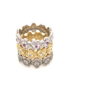 18kt Pav Diamond Flower Pedal Eternity Band