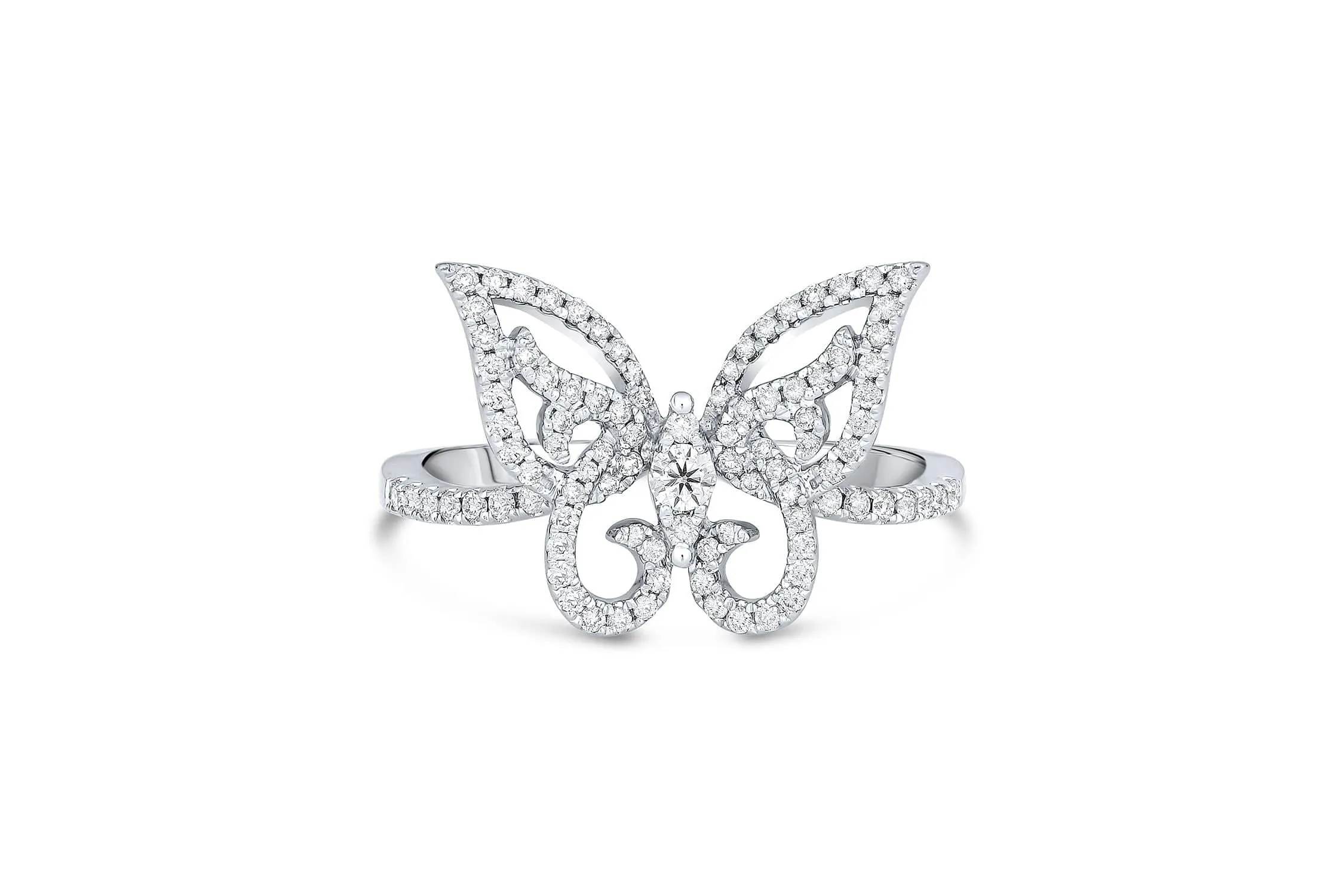 18kt White Gold 0.38ctw Diamond Butterfly Ring