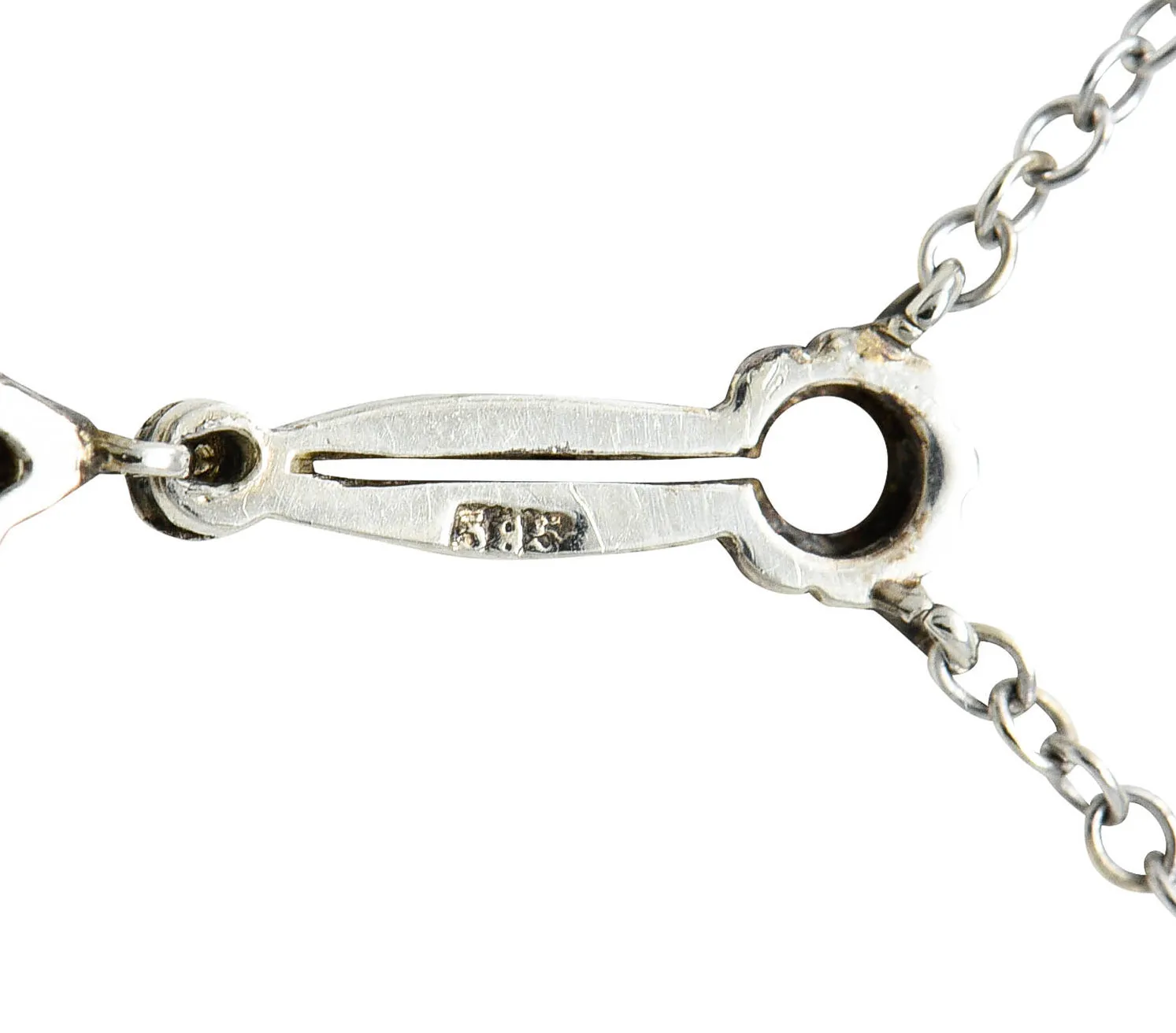 1920's Art Deco Diamond Platinum-Topped 14 Karat White Gold Drop Necklace