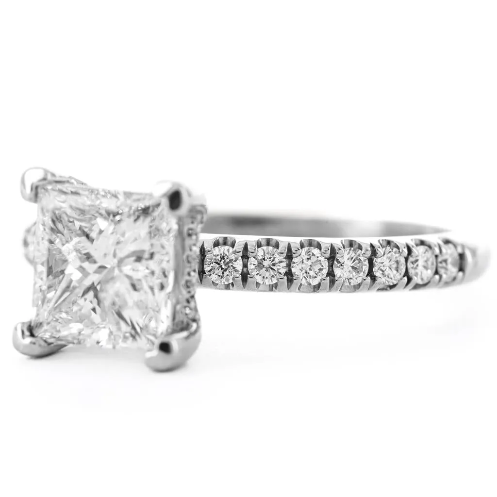 1.92ctw Princess Diamond Pav Solitaire Engagement Ring - 14k White Gold