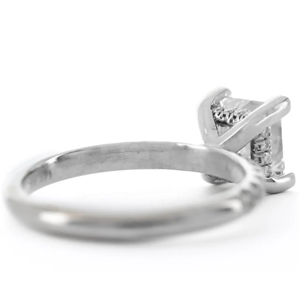1.92ctw Princess Diamond Pav Solitaire Engagement Ring - 14k White Gold