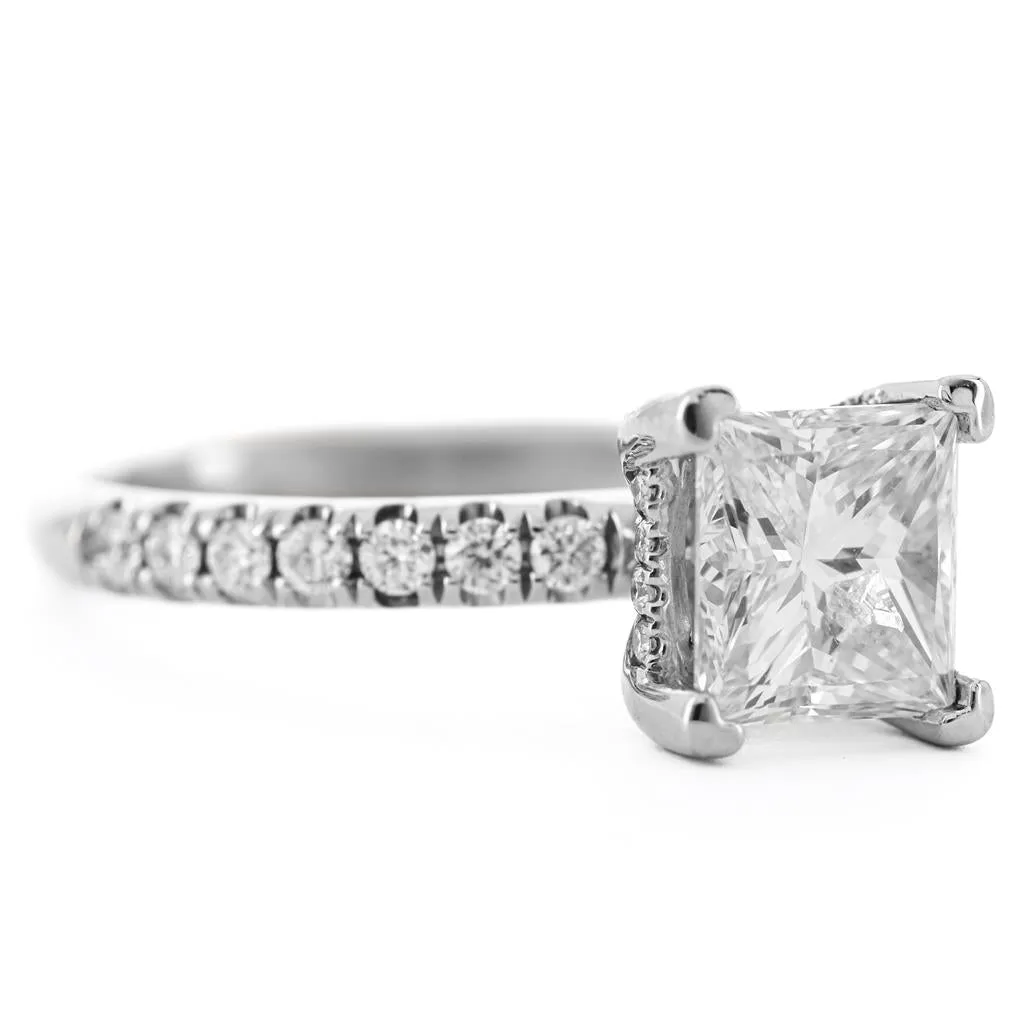 1.92ctw Princess Diamond Pav Solitaire Engagement Ring - 14k White Gold