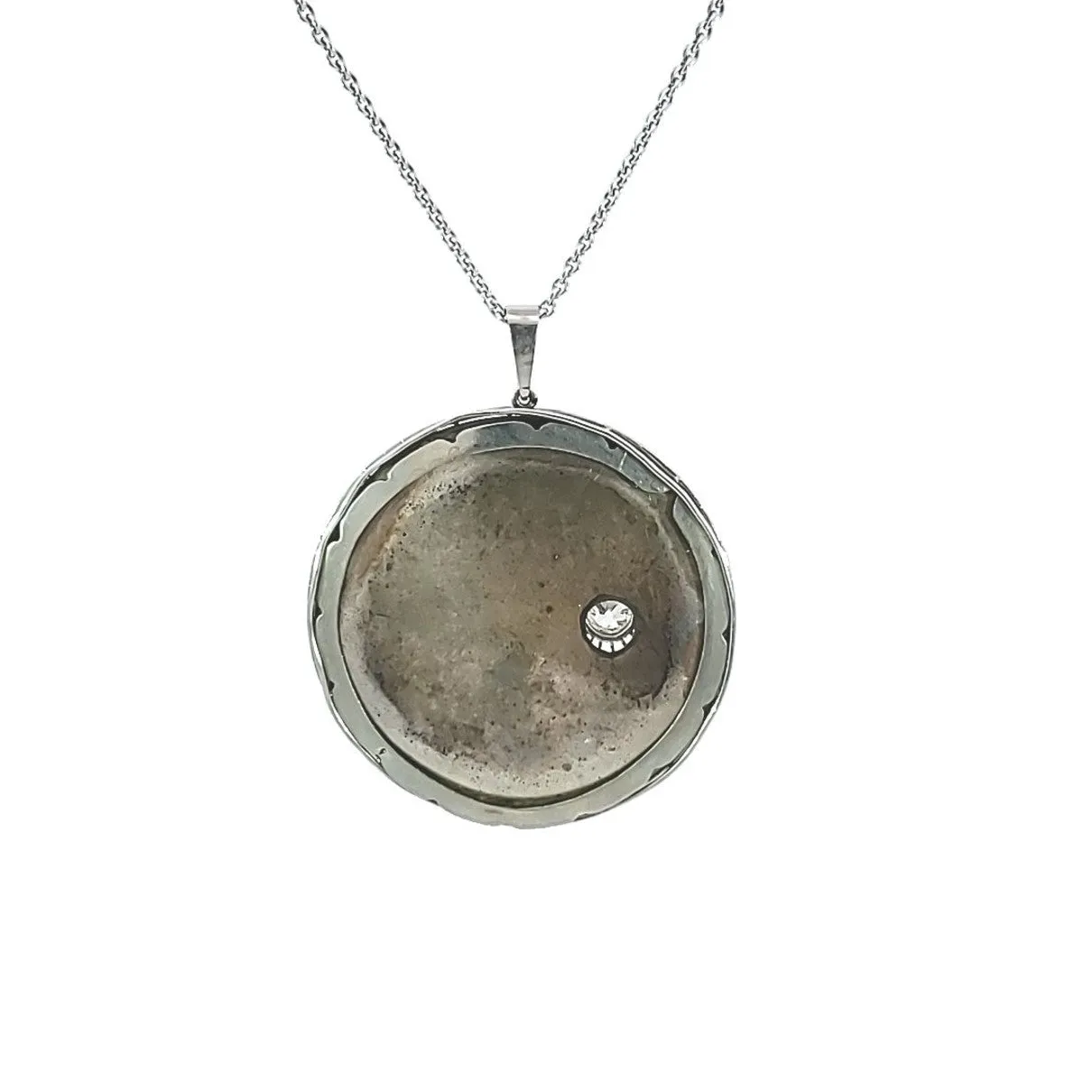 1930s Platinum Enamel & Diamond Pendant