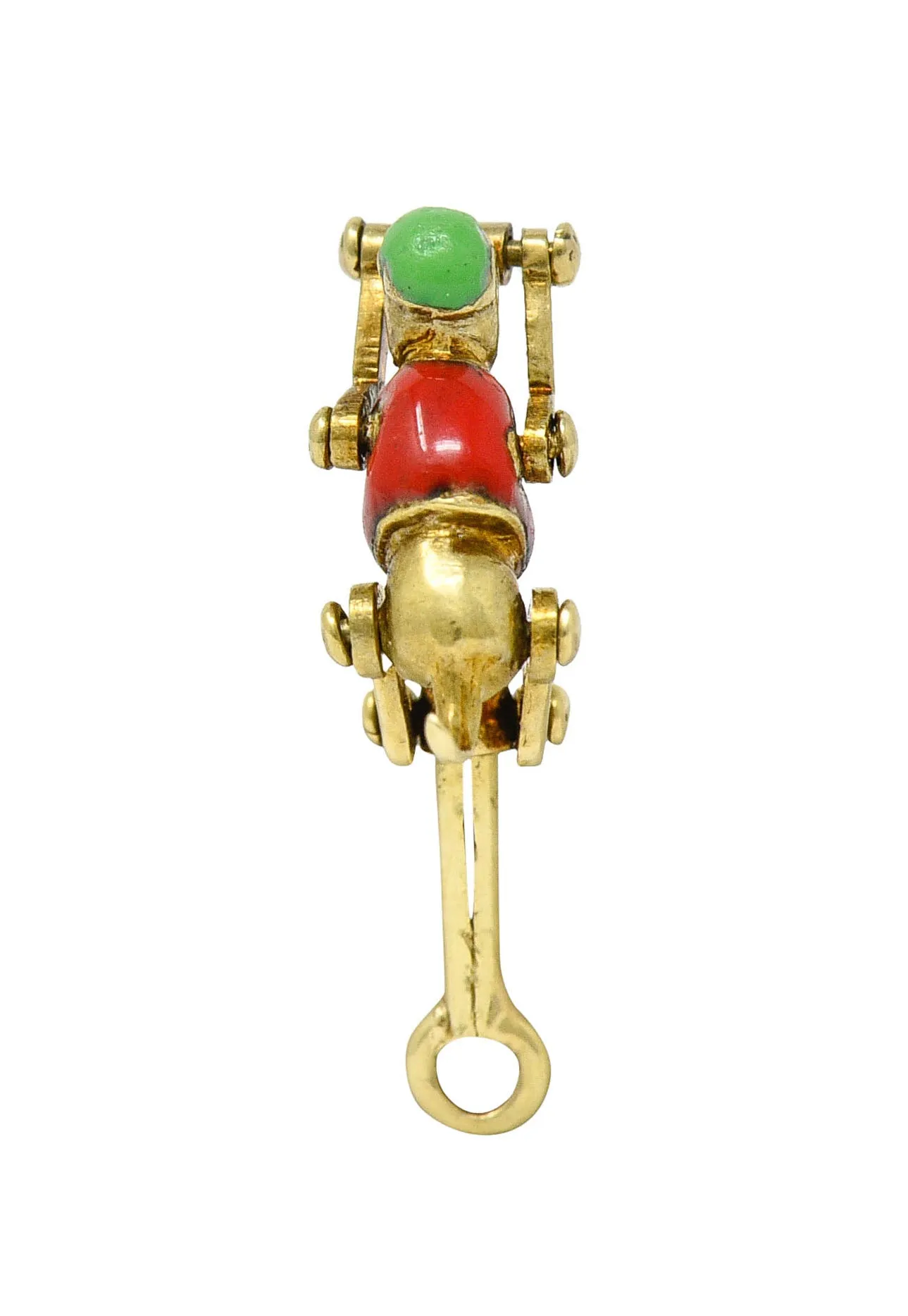 1940's Retro Enamel 14 Karat Gold Articulated Circus Monkey Charm