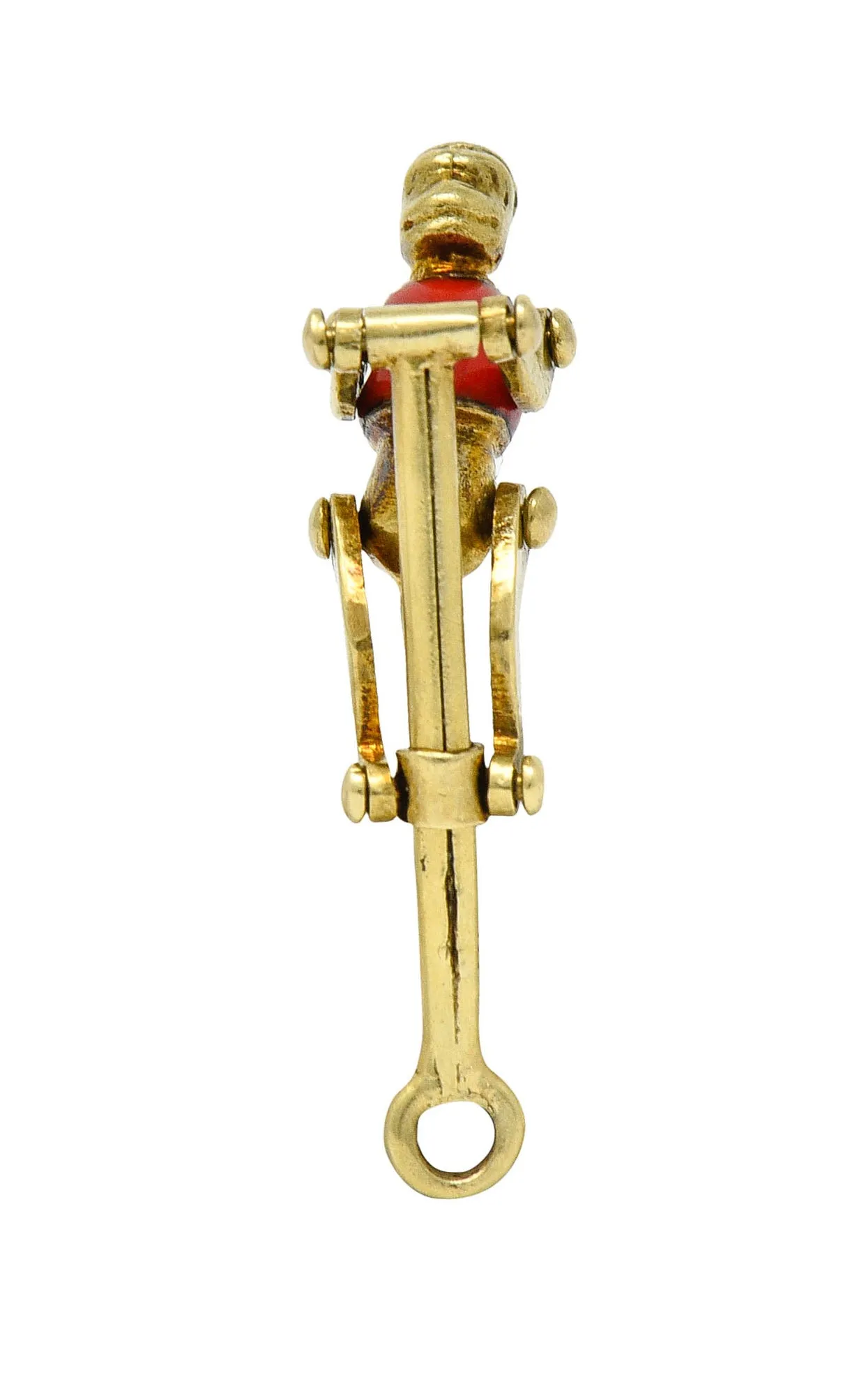 1940's Retro Enamel 14 Karat Gold Articulated Circus Monkey Charm
