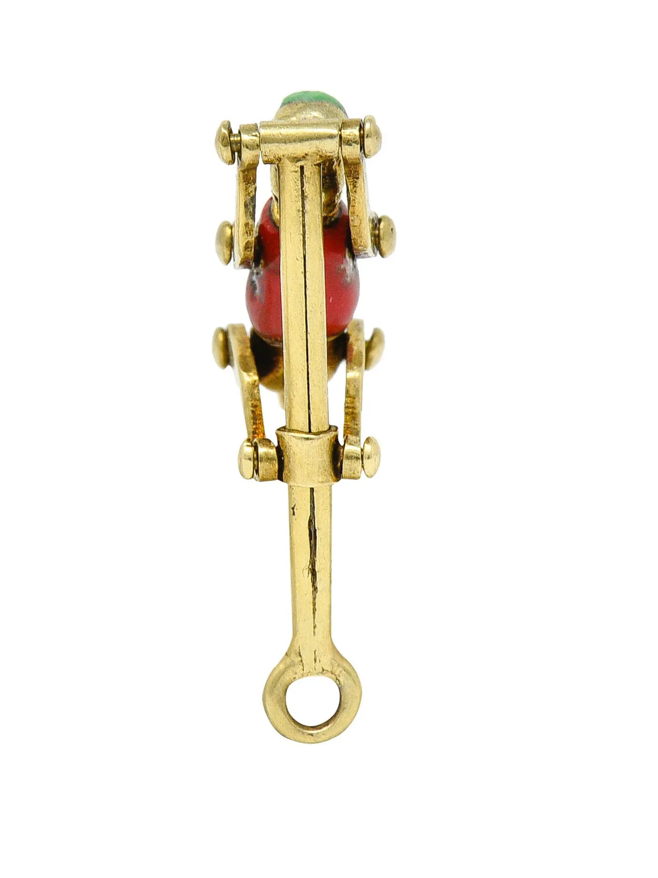 1940's Retro Enamel 14 Karat Gold Articulated Circus Monkey Charm