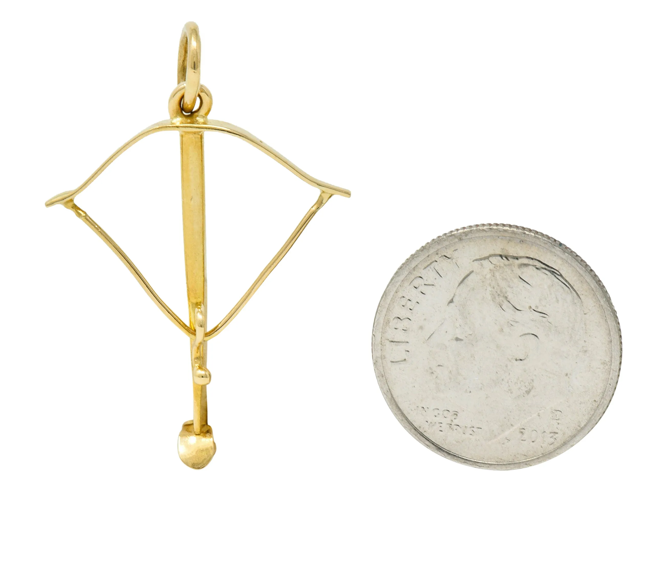 1940s Vintage 18 Karat Gold Crossbow Charm