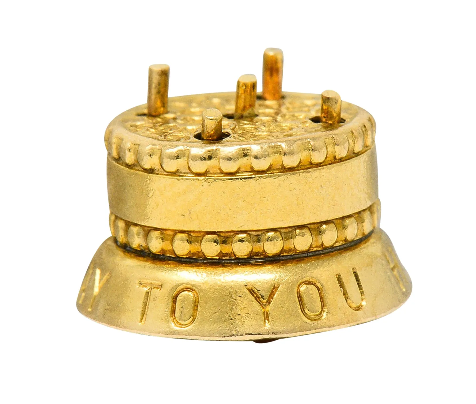 1950's 14 Karat Gold Articulated Candle Birthday Cake Charm