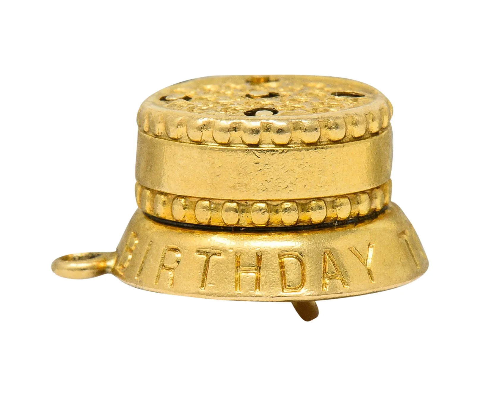 1950's 14 Karat Gold Articulated Candle Birthday Cake Charm