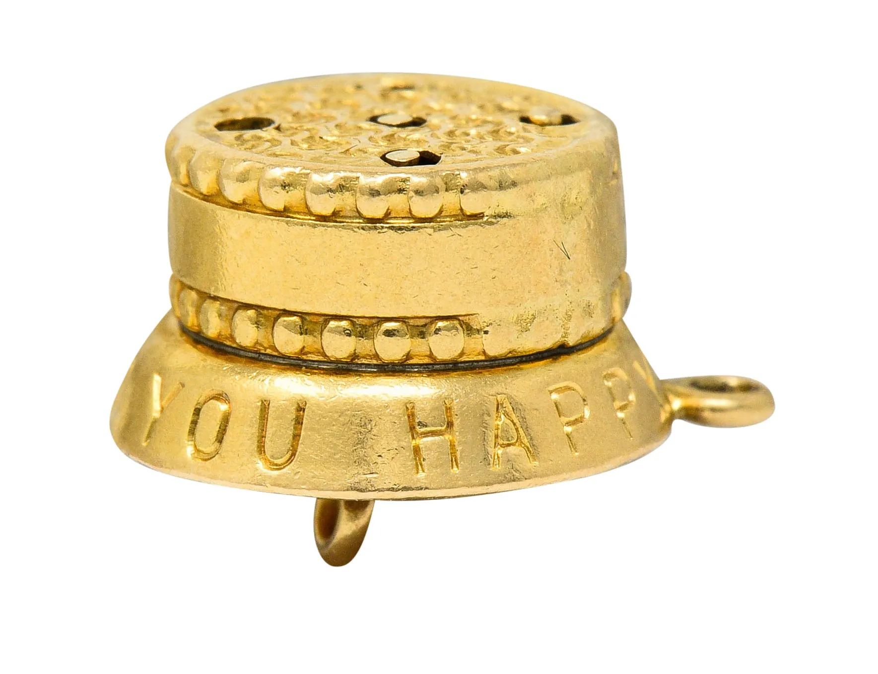 1950's 14 Karat Gold Articulated Candle Birthday Cake Charm
