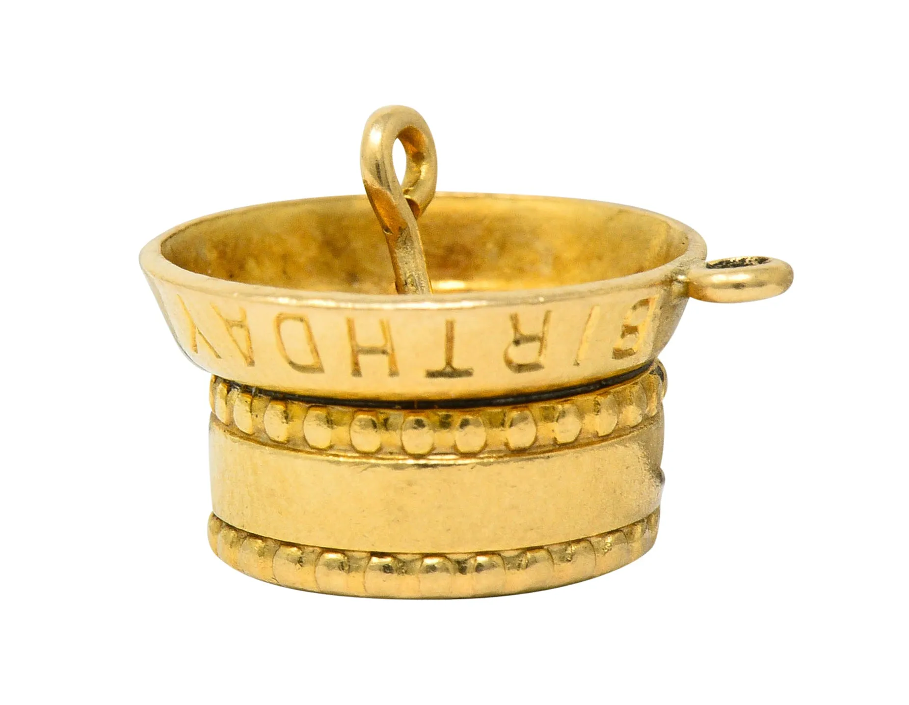1950's 14 Karat Gold Articulated Candle Birthday Cake Charm